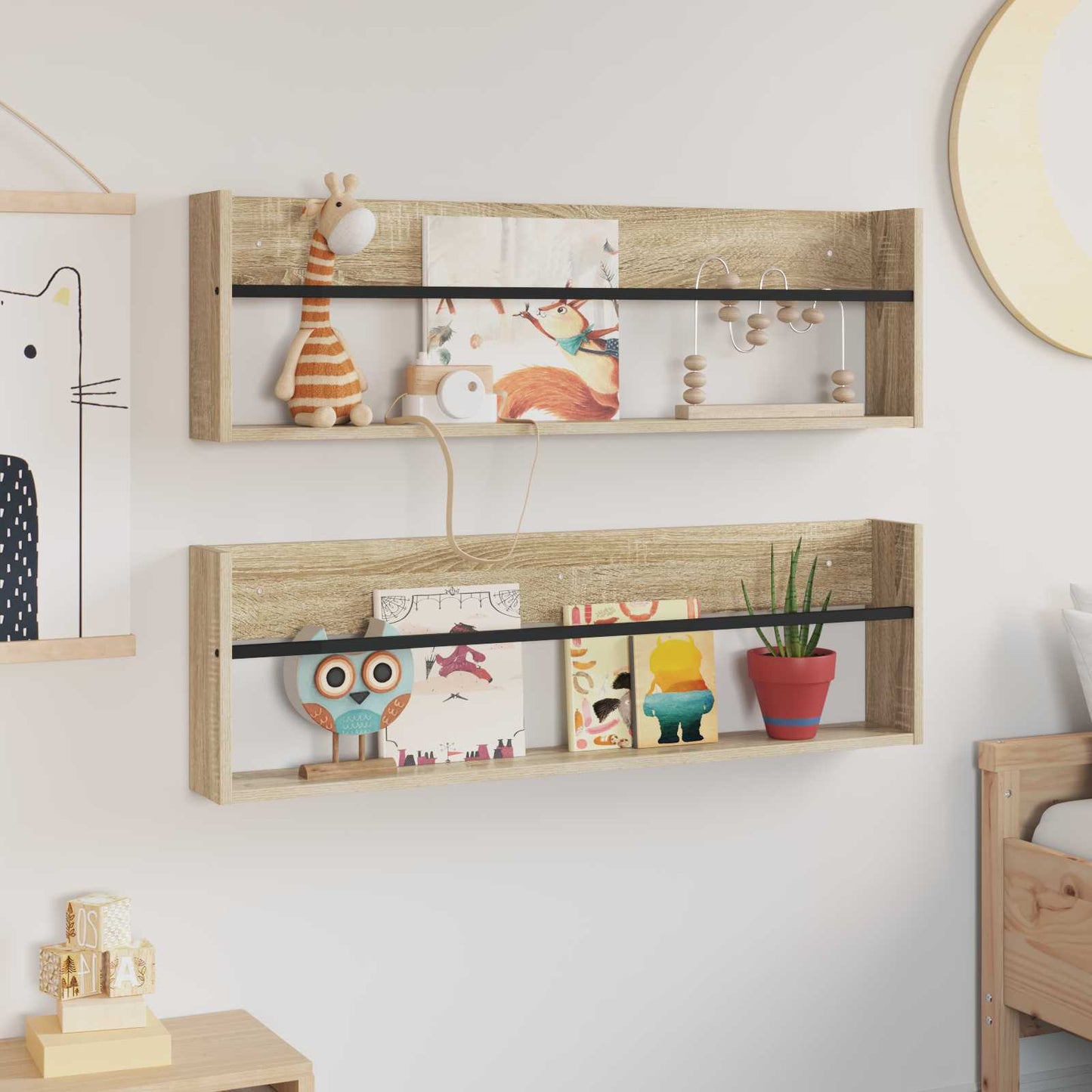 Tijdschrift Rek met plank 2 pcs Sonoma Eiken 100 x 12 x 30 cm is nu te koop bij PeponiXL, paradijselijk wonen!