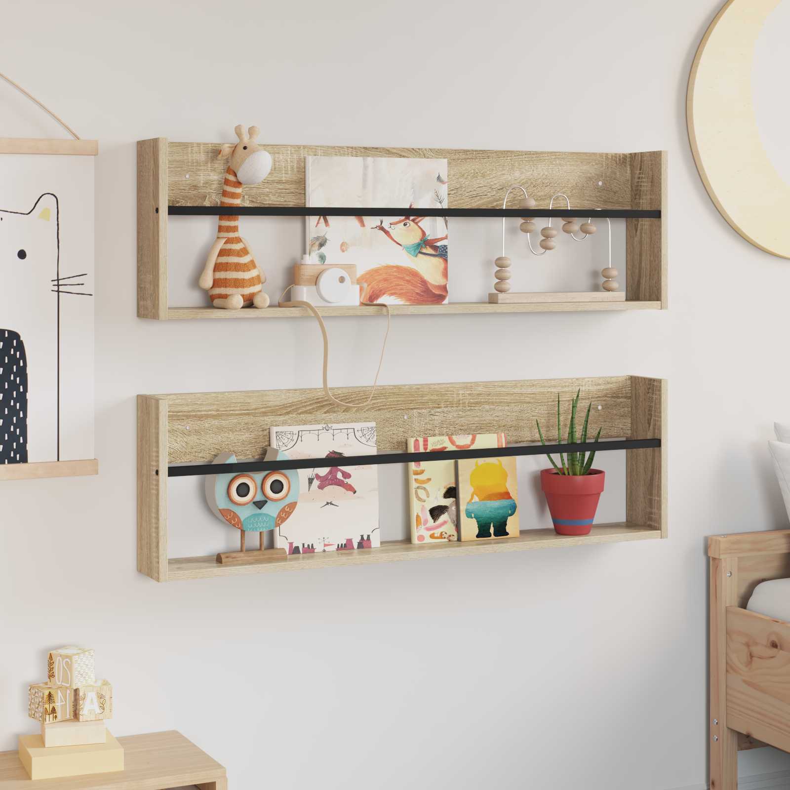 Tijdschrift Rek met plank 2 pcs Sonoma Eiken 100 x 12 x 30 cm is nu te koop bij PeponiXL, paradijselijk wonen!