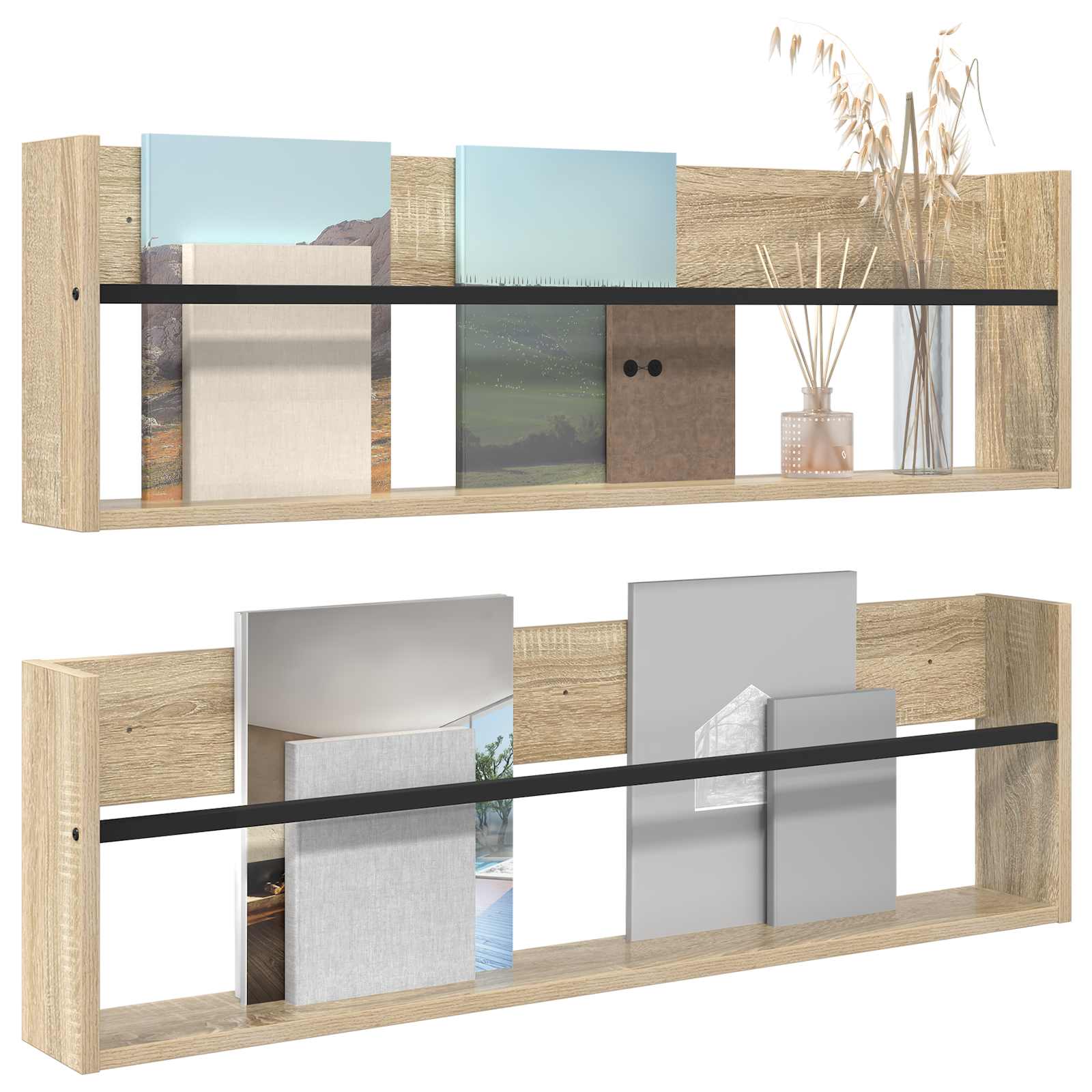 Tijdschrift Rek met plank 2 pcs Sonoma Eiken 100 x 12 x 30 cm is nu te koop bij PeponiXL, paradijselijk wonen!