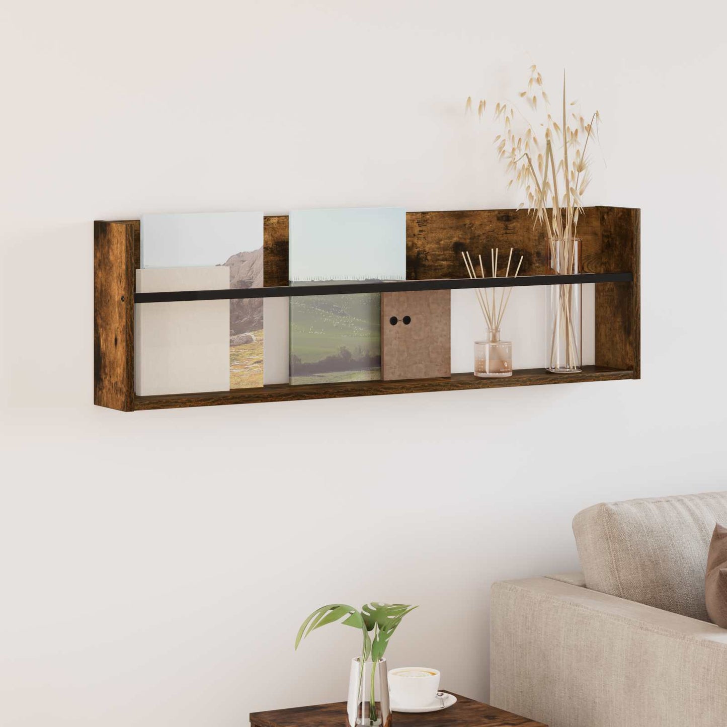 Tijdschrift Rek Gerookt eiken 100 x 12 x 30 cm Bewerkt hout is nu te koop bij PeponiXL, paradijselijk wonen!