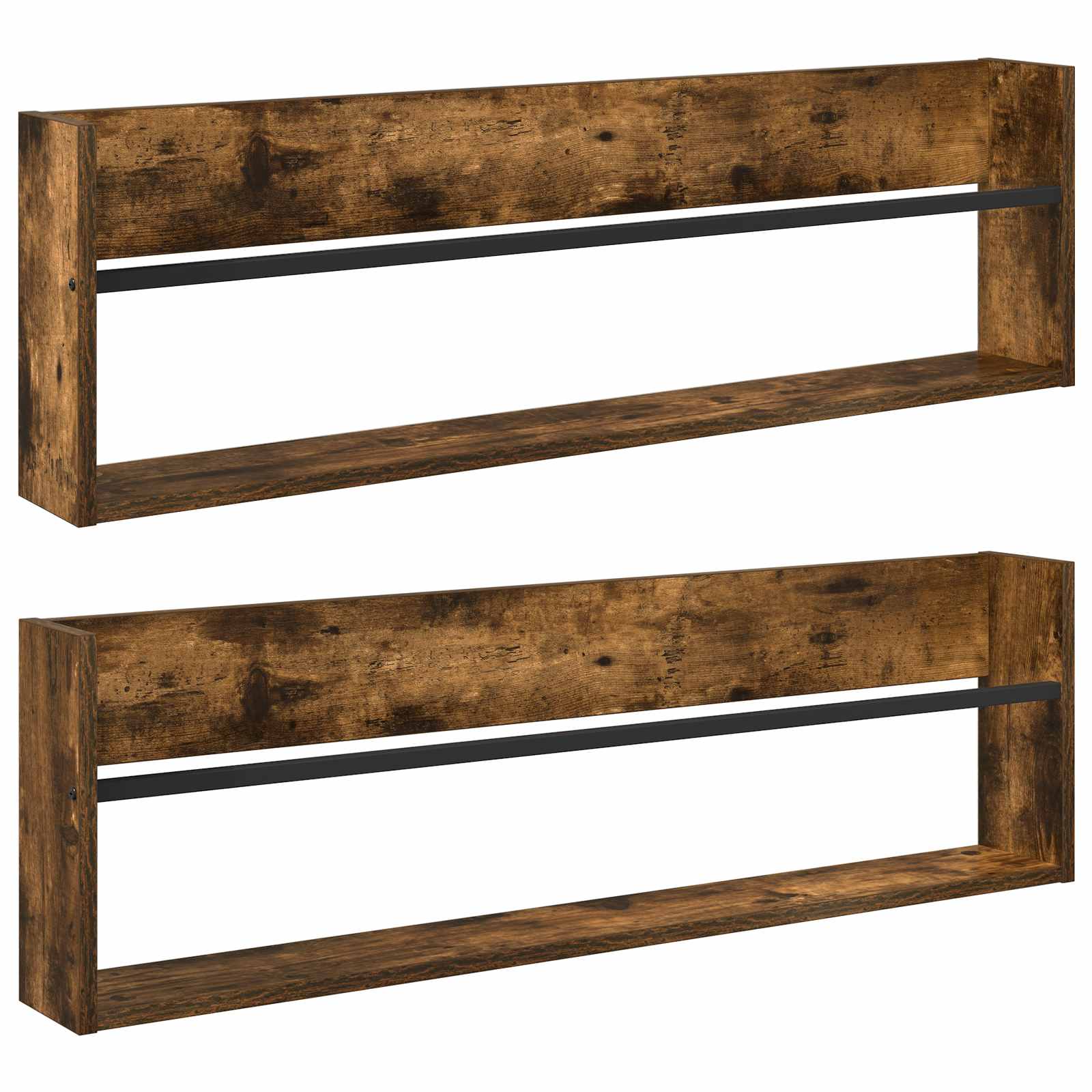 Tijdschrift Rek met plank 2 pcs Gerookt eiken 100 x 12 x 30 cm is nu te koop bij PeponiXL, paradijselijk wonen!