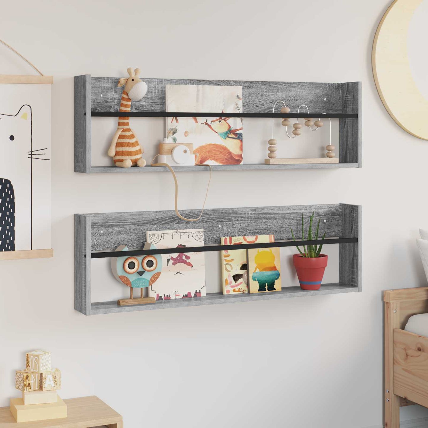 Tijdschrift Rek met plank 2 pcs Grijs Sonoma 100 x 12 x 30 cm is nu te koop bij PeponiXL, paradijselijk wonen!