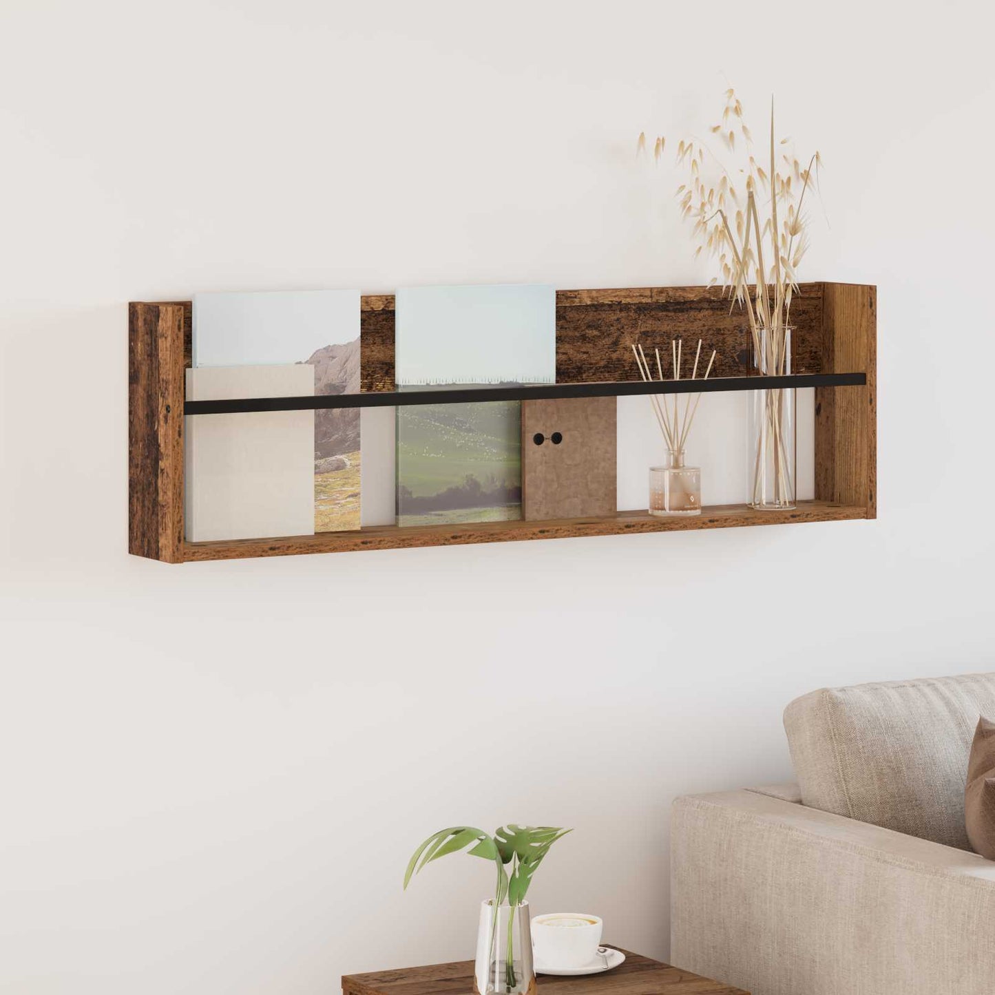 Tijdschrift Rek met plank Oudhout 100 x 12 x 30 cm Bewerkt hout is nu te koop bij PeponiXL, paradijselijk wonen!