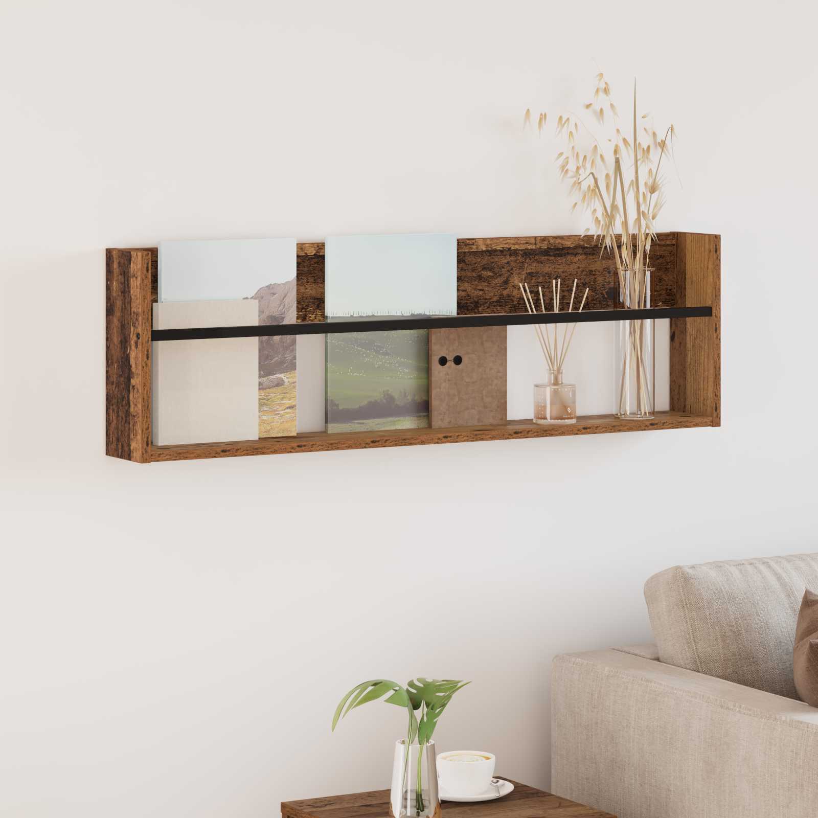 Tijdschrift Rek met plank Oudhout 100 x 12 x 30 cm Bewerkt hout is nu te koop bij PeponiXL, paradijselijk wonen!