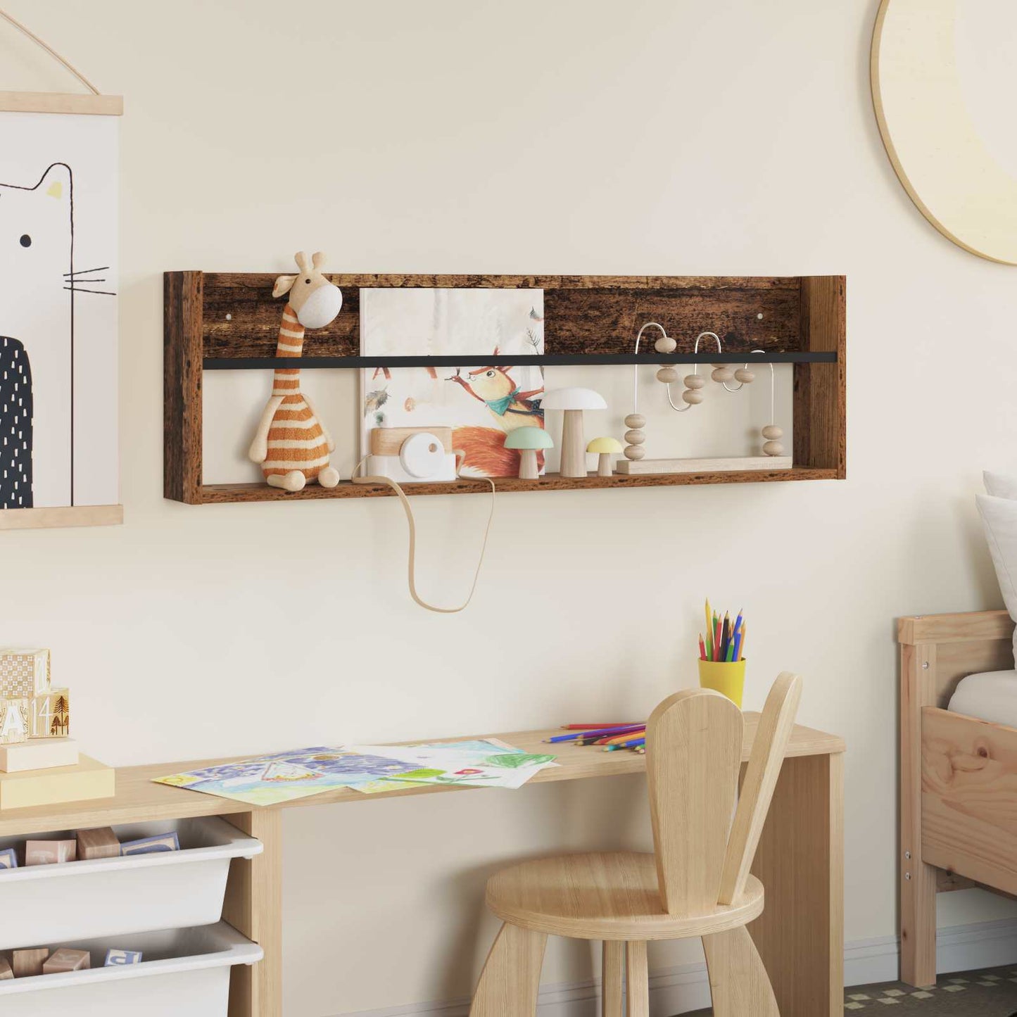 Tijdschrift Rek met plank Oudhout 100 x 12 x 30 cm Bewerkt hout is nu te koop bij PeponiXL, paradijselijk wonen!