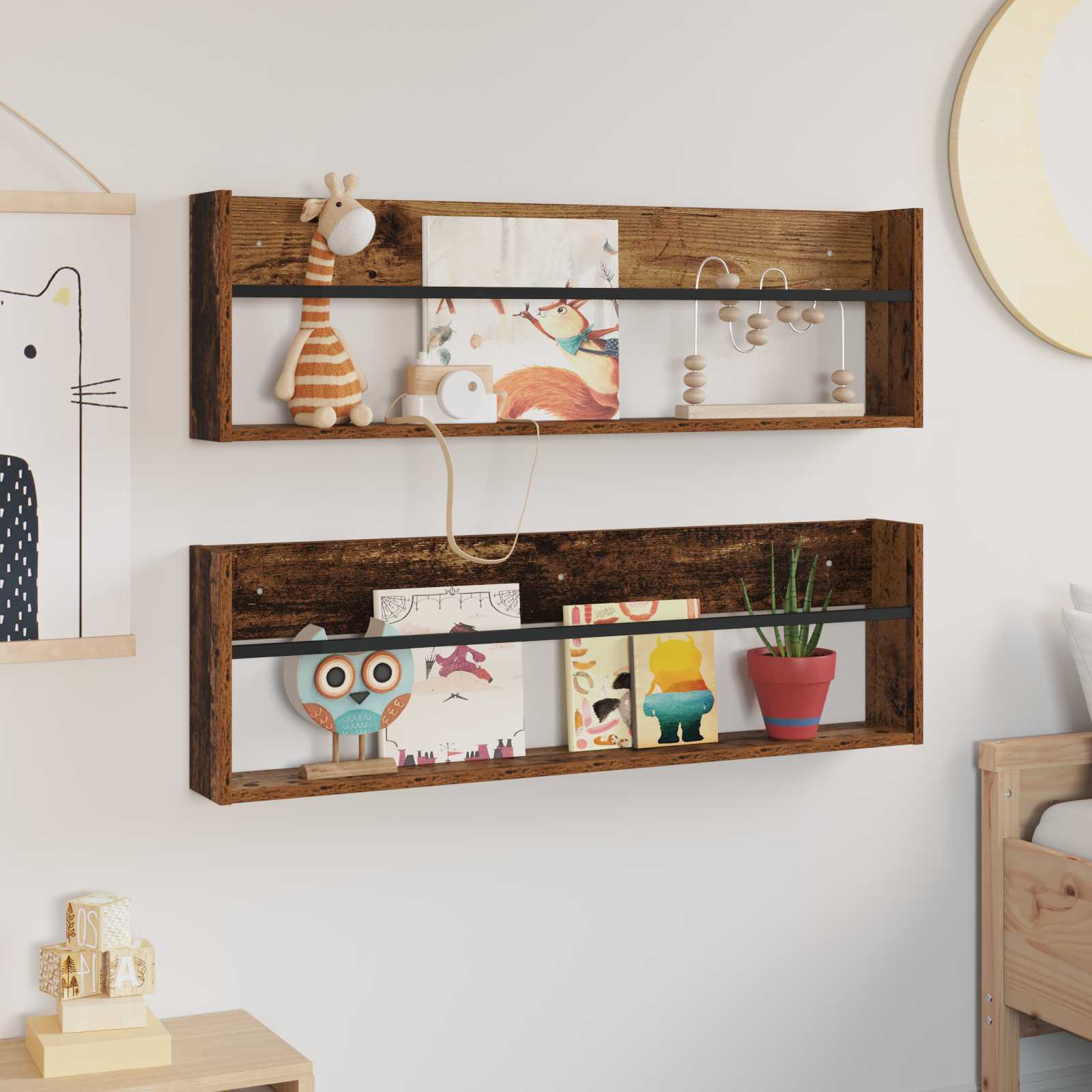 Tijdschrift Rek 2 pcs Oudhout 100 x 12 x 30 cm Bewerkt hout is nu te koop bij PeponiXL, paradijselijk wonen!