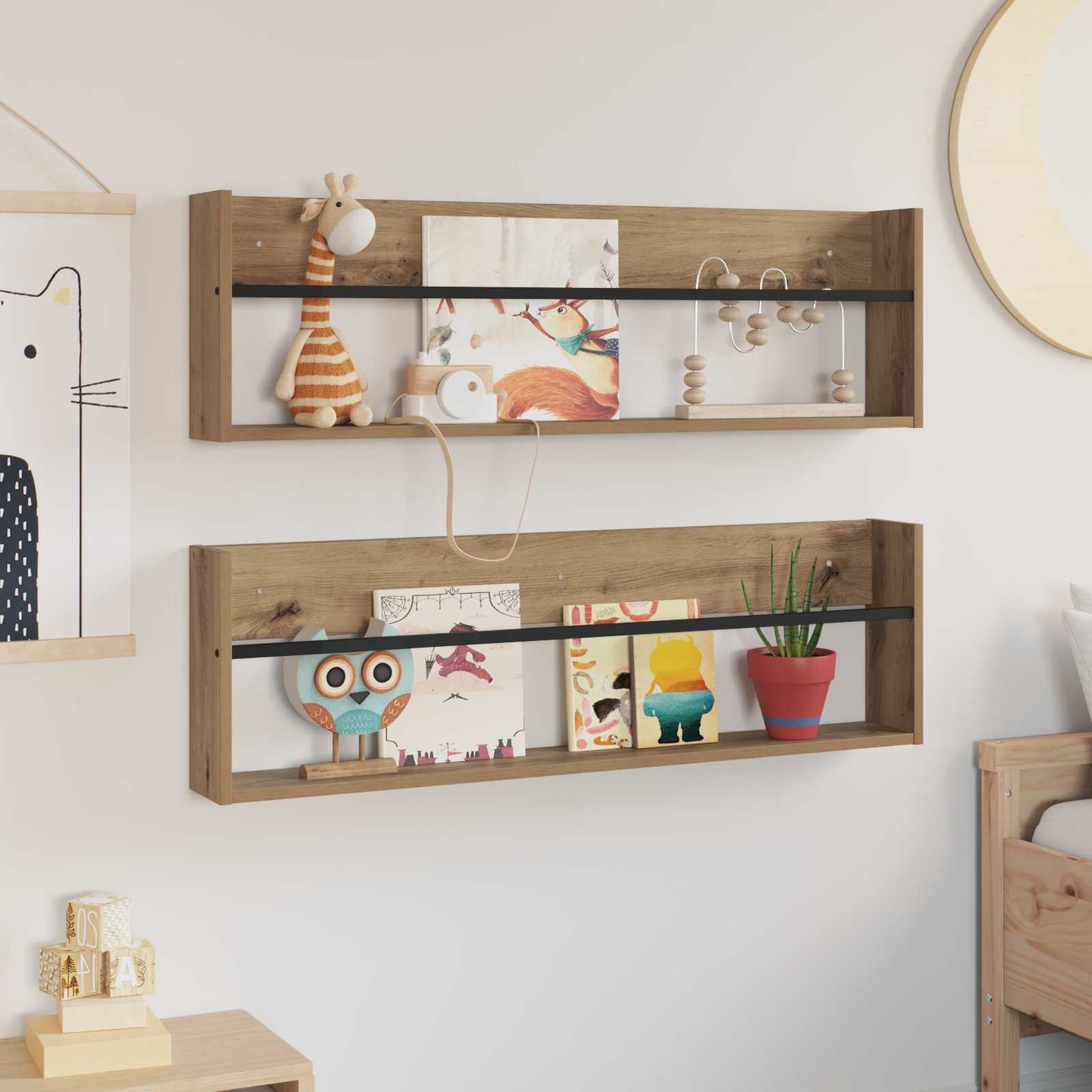 Tijdschrift Rek met plank 2 pcs Artisan Eiken 100 x 12 x 30 cm is nu te koop bij PeponiXL, paradijselijk wonen!