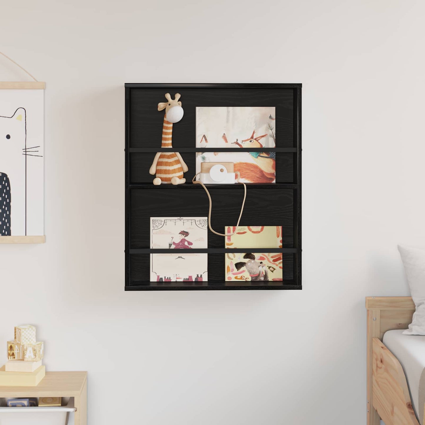 Tijdschrift Rek Zwart Eiken 60 x 12 x 70 cm Bewerkt hout is nu te koop bij PeponiXL, paradijselijk wonen!