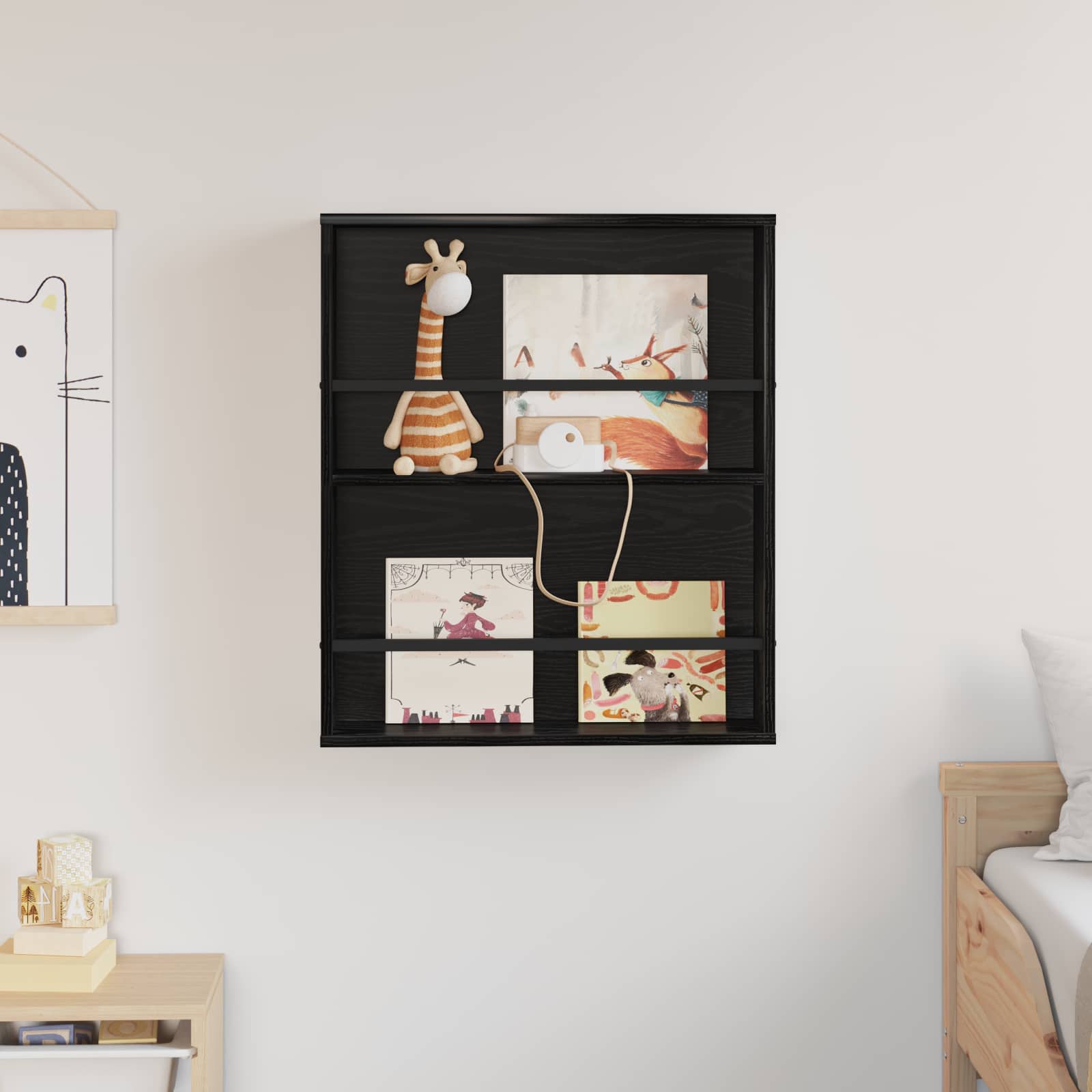 Tijdschrift Rek Zwart Eiken 60 x 12 x 70 cm Bewerkt hout is nu te koop bij PeponiXL, paradijselijk wonen!