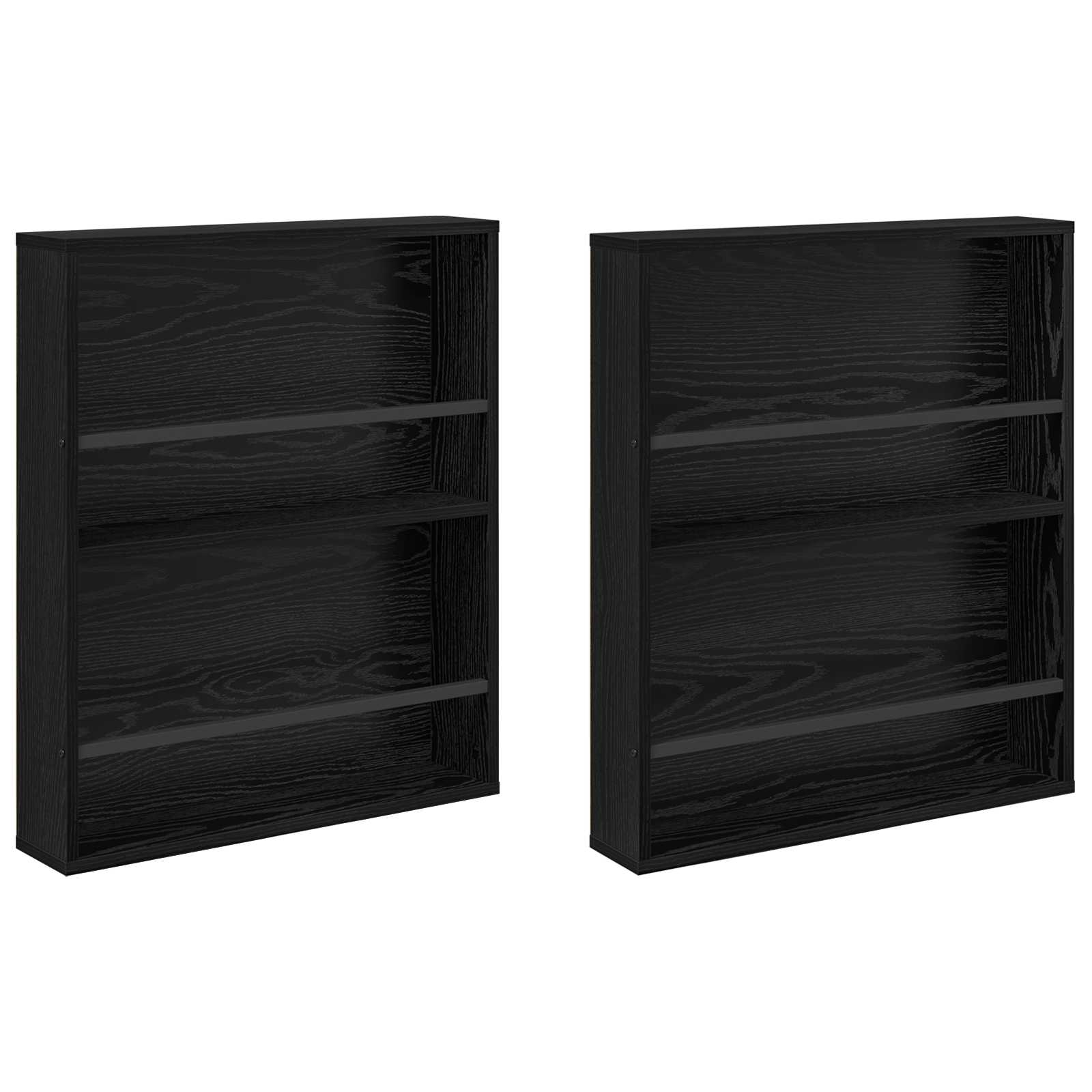 Tijdschrift Rek 2 pcs Zwart Eiken 60 x 12 x 70 cm Bewerkt hout is nu te koop bij PeponiXL, paradijselijk wonen!