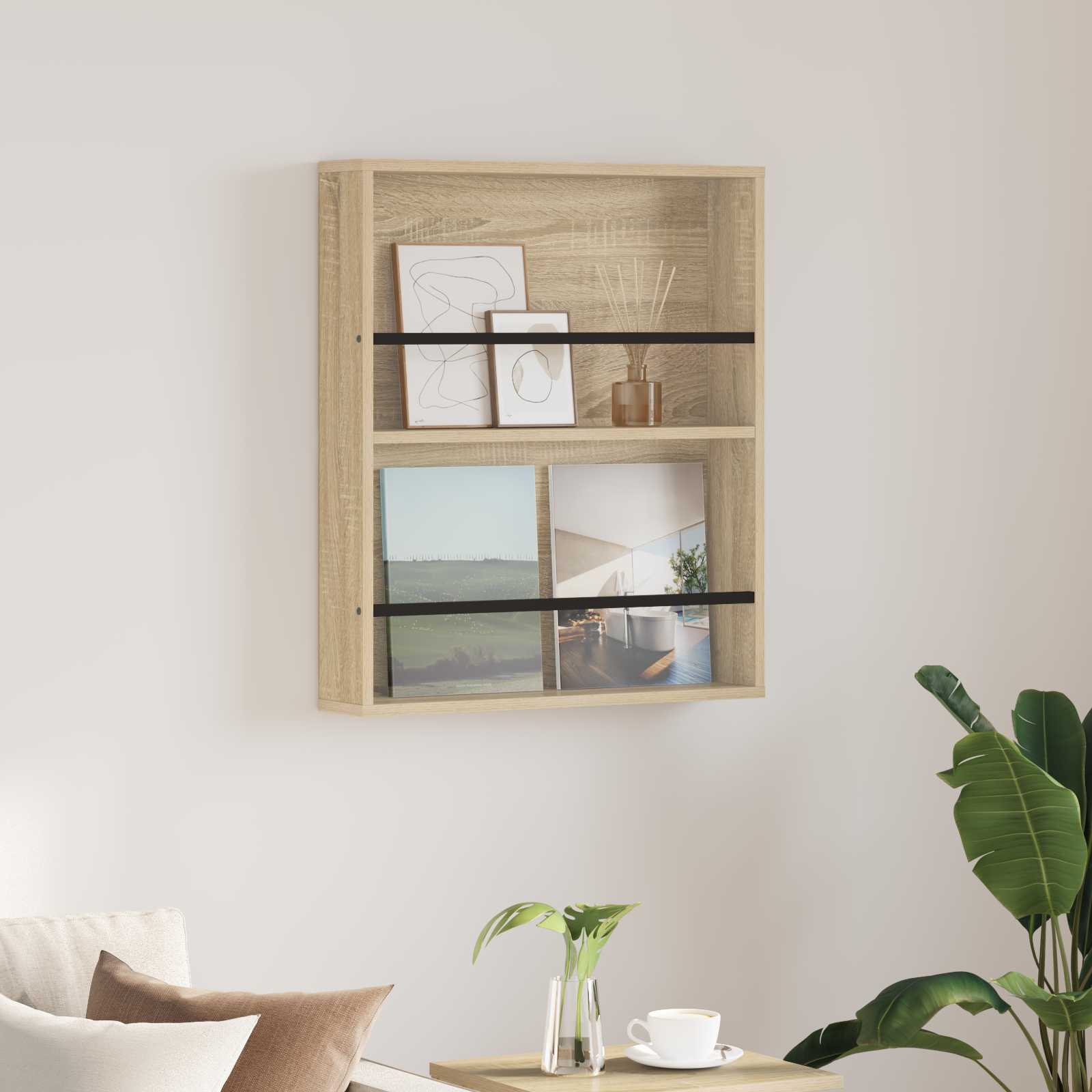 Tijdschrift Rek Sonoma Eiken 60 x 12 x 70 cm Bewerkt hout is nu te koop bij PeponiXL, paradijselijk wonen!