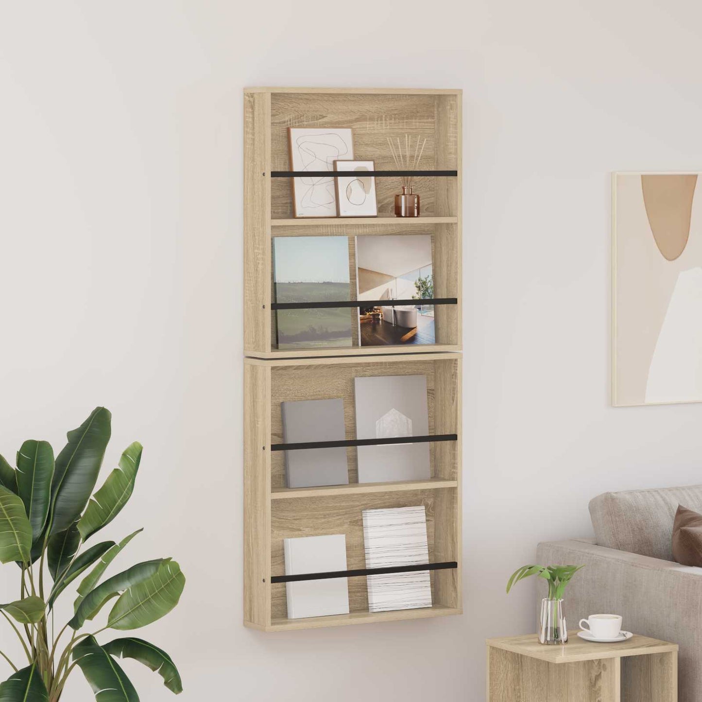 Tijdschrift Rek 2 pcs Sonoma Eiken 60 x 12 x 70 cm Bewerkt hout is nu te koop bij PeponiXL, paradijselijk wonen!
