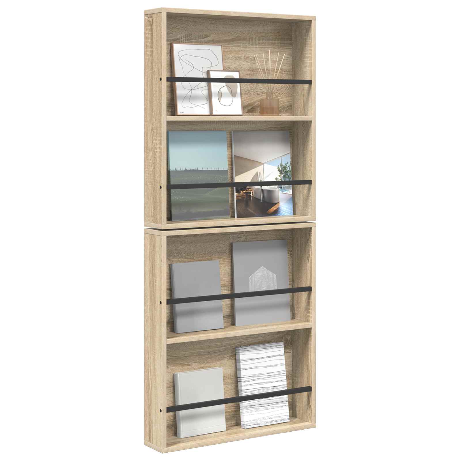 Tijdschrift Rek 2 pcs Sonoma Eiken 60 x 12 x 70 cm Bewerkt hout is nu te koop bij PeponiXL, paradijselijk wonen!