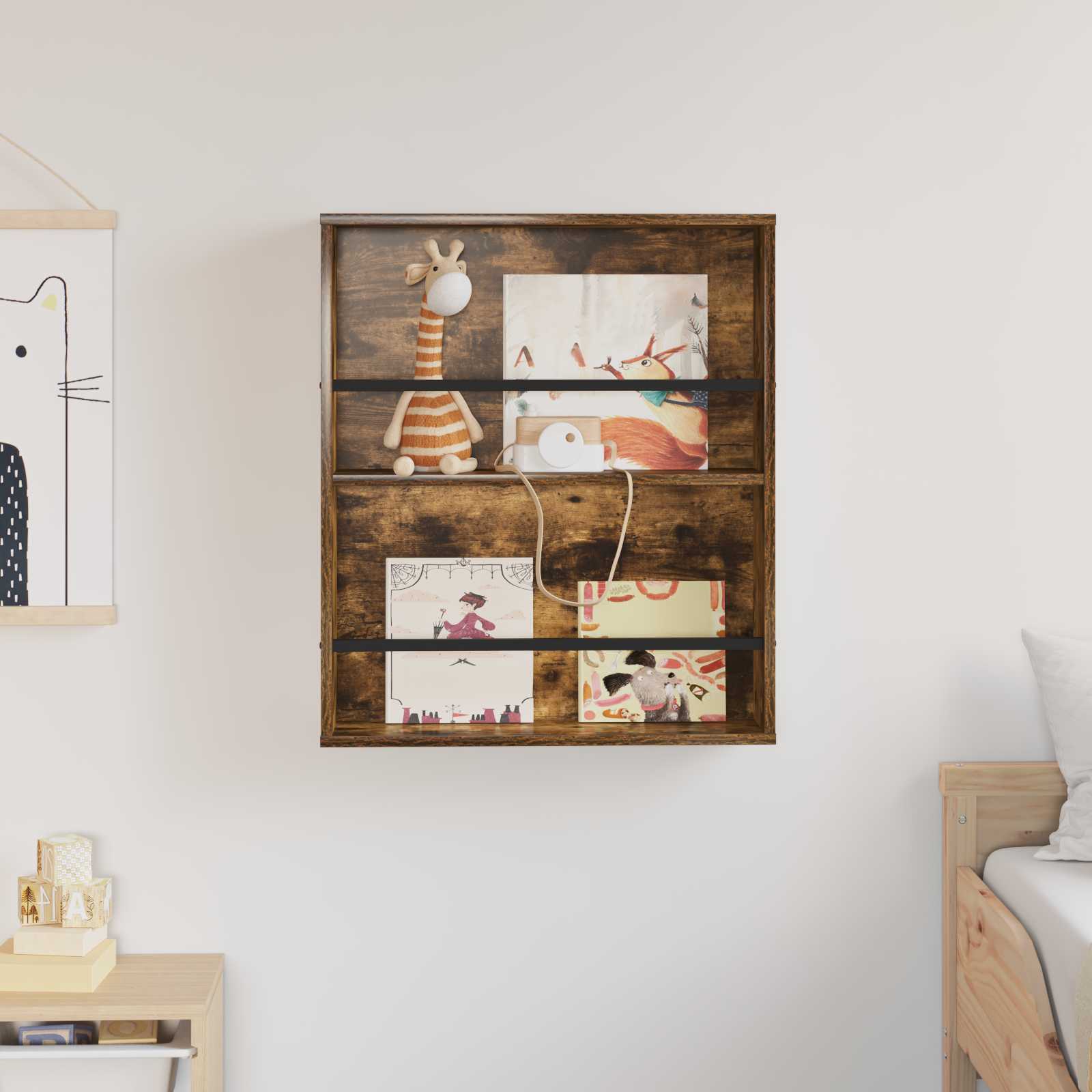 Tijdschrift Rek Gerookt eiken 60 x 12 x 70 cm Bewerkt hout is nu te koop bij PeponiXL, paradijselijk wonen!