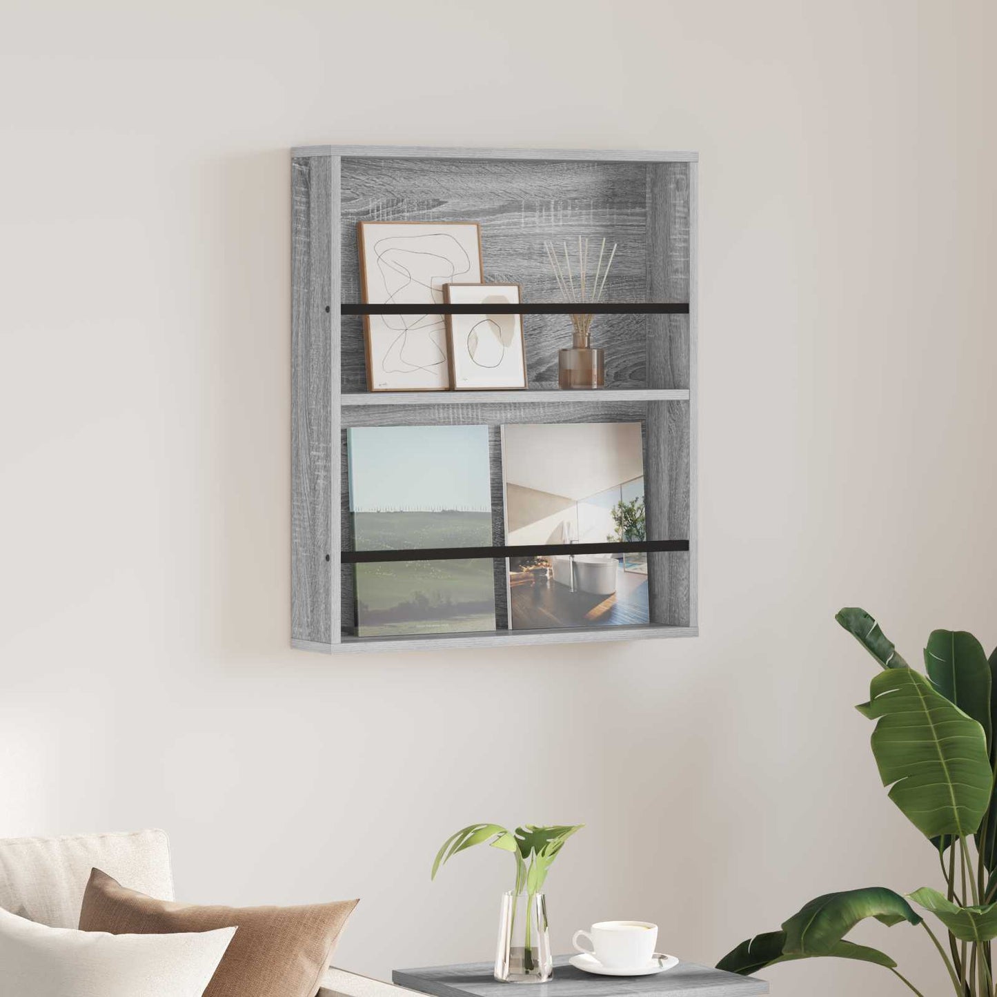 Tijdschrift Rek Grijs Sonoma 60 x 12 x 70 cm Bewerkt hout is nu te koop bij PeponiXL, paradijselijk wonen!