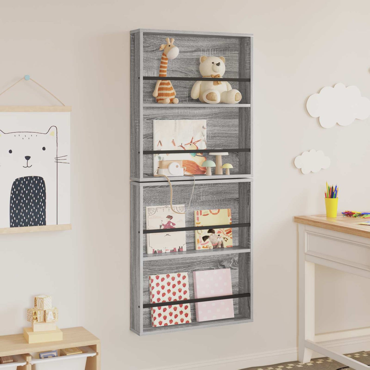 Tijdschrift Rek 2 pcs Grijs Sonoma 60 x 12 x 70 cm Bewerkt hout is nu te koop bij PeponiXL, paradijselijk wonen!