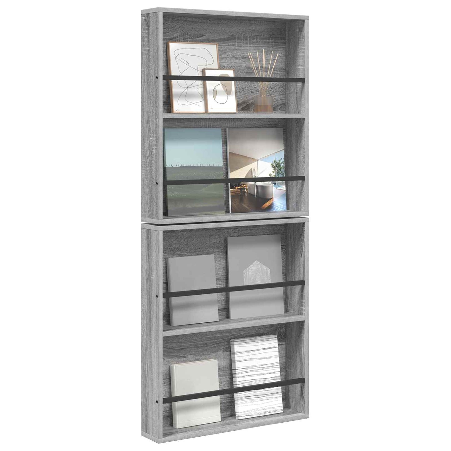 Tijdschrift Rek 2 pcs Grijs Sonoma 60 x 12 x 70 cm Bewerkt hout is nu te koop bij PeponiXL, paradijselijk wonen!