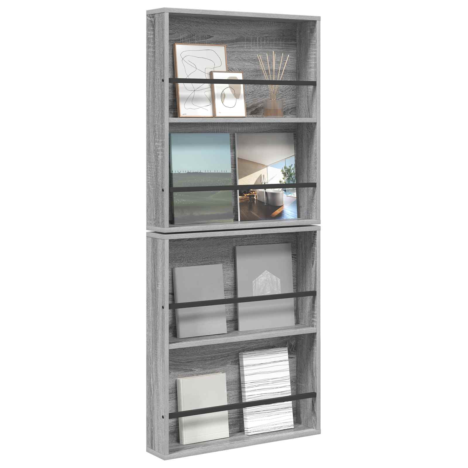Tijdschrift Rek 2 pcs Grijs Sonoma 60 x 12 x 70 cm Bewerkt hout is nu te koop bij PeponiXL, paradijselijk wonen!