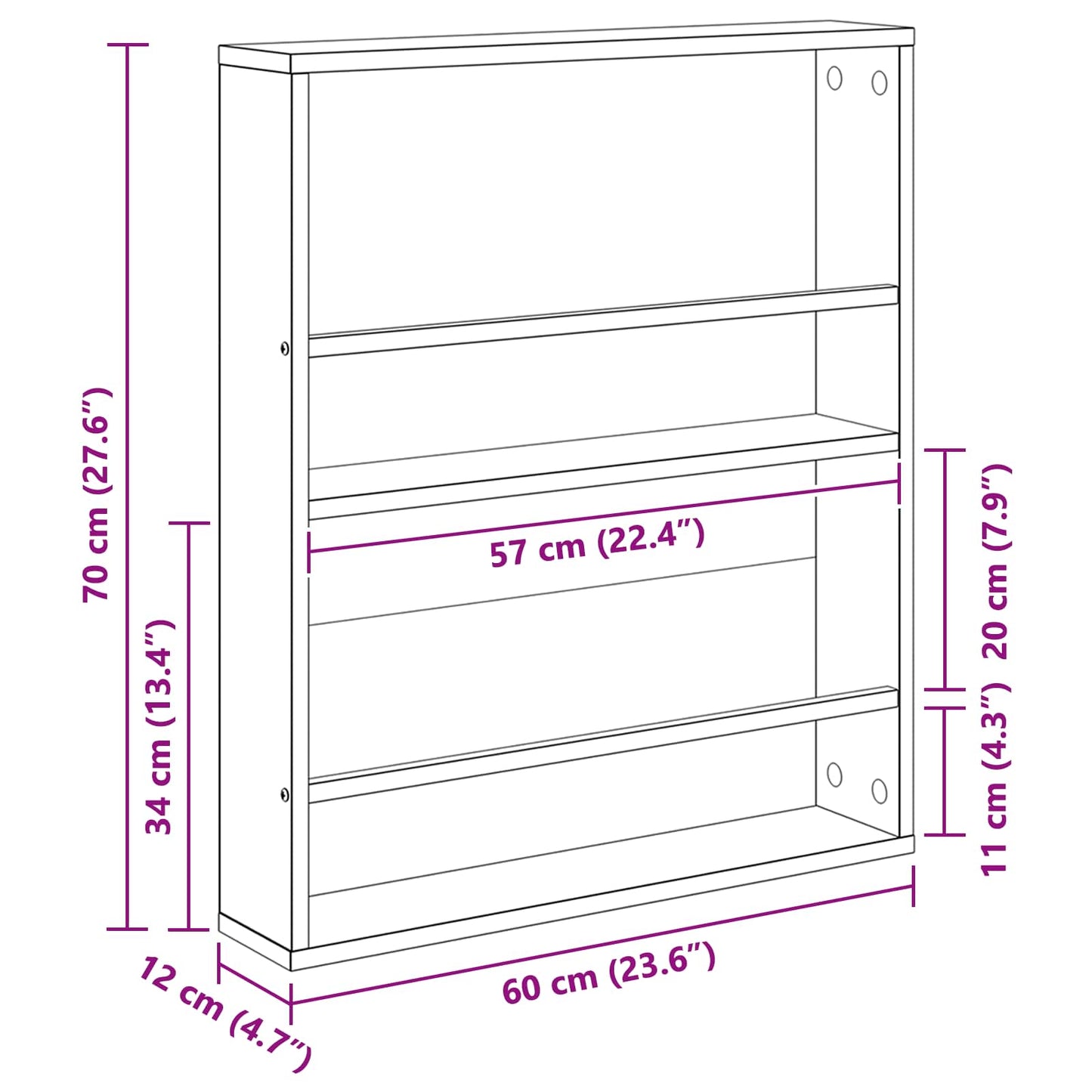 Tijdschrift Rek 2 pcs Grijs Sonoma 60 x 12 x 70 cm Bewerkt hout is nu te koop bij PeponiXL, paradijselijk wonen!