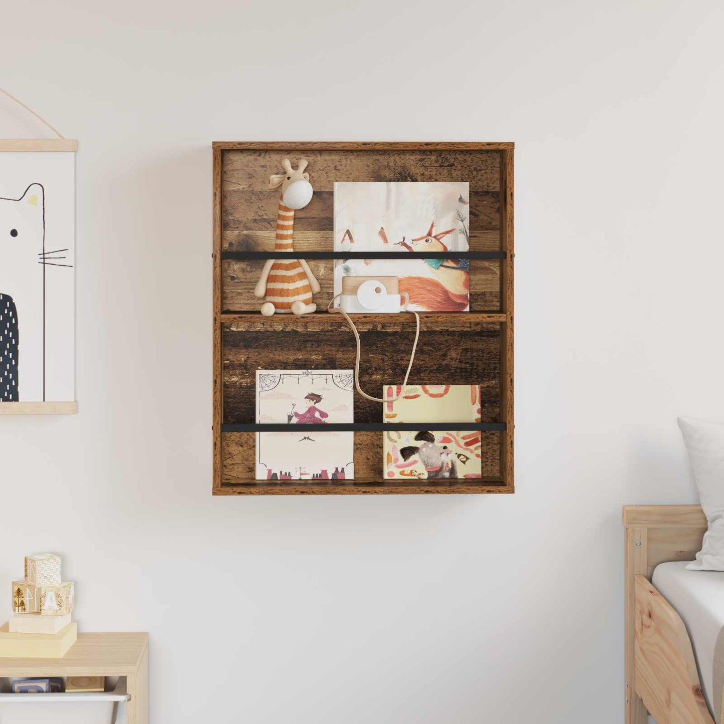 Tijdschrift Rek met plank Oudhout 60 x 12 x 70 cm Bewerkt hout is nu te koop bij PeponiXL, paradijselijk wonen!