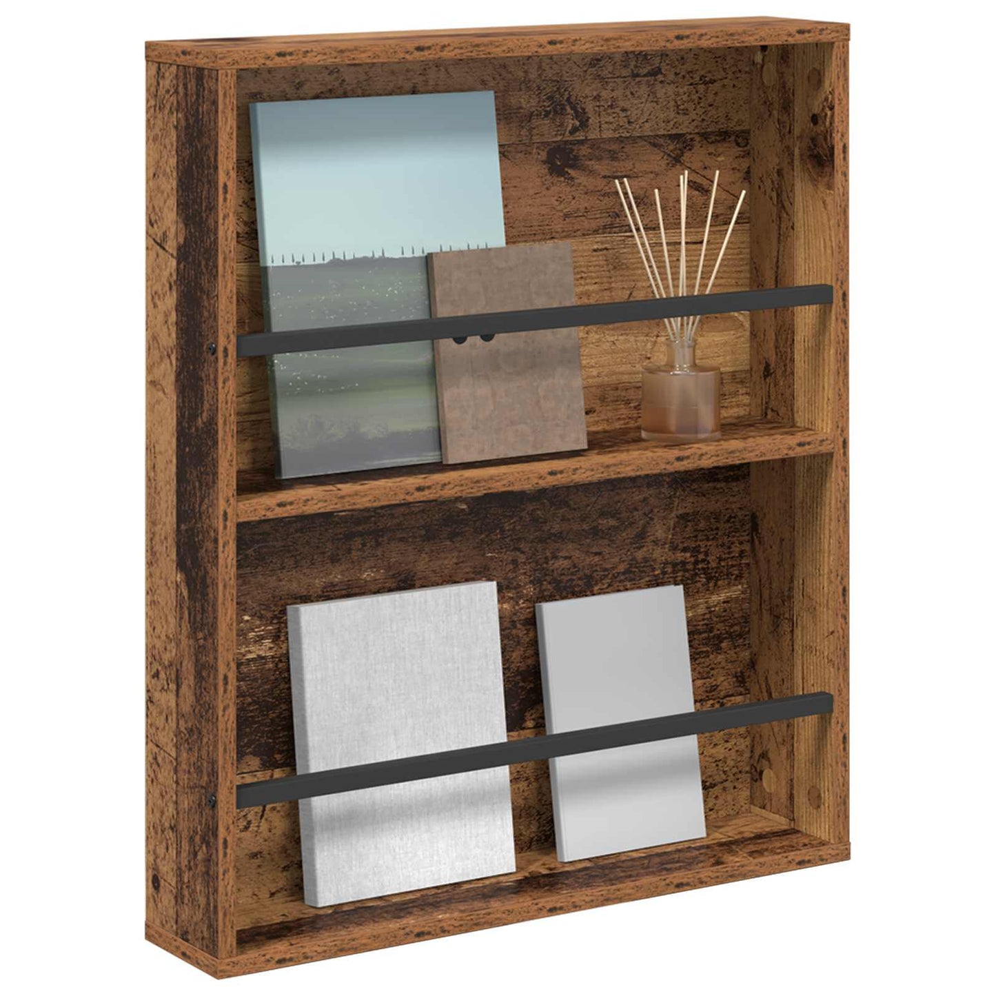 Tijdschrift Rek met plank Oudhout 60 x 12 x 70 cm Bewerkt hout is nu te koop bij PeponiXL, paradijselijk wonen!