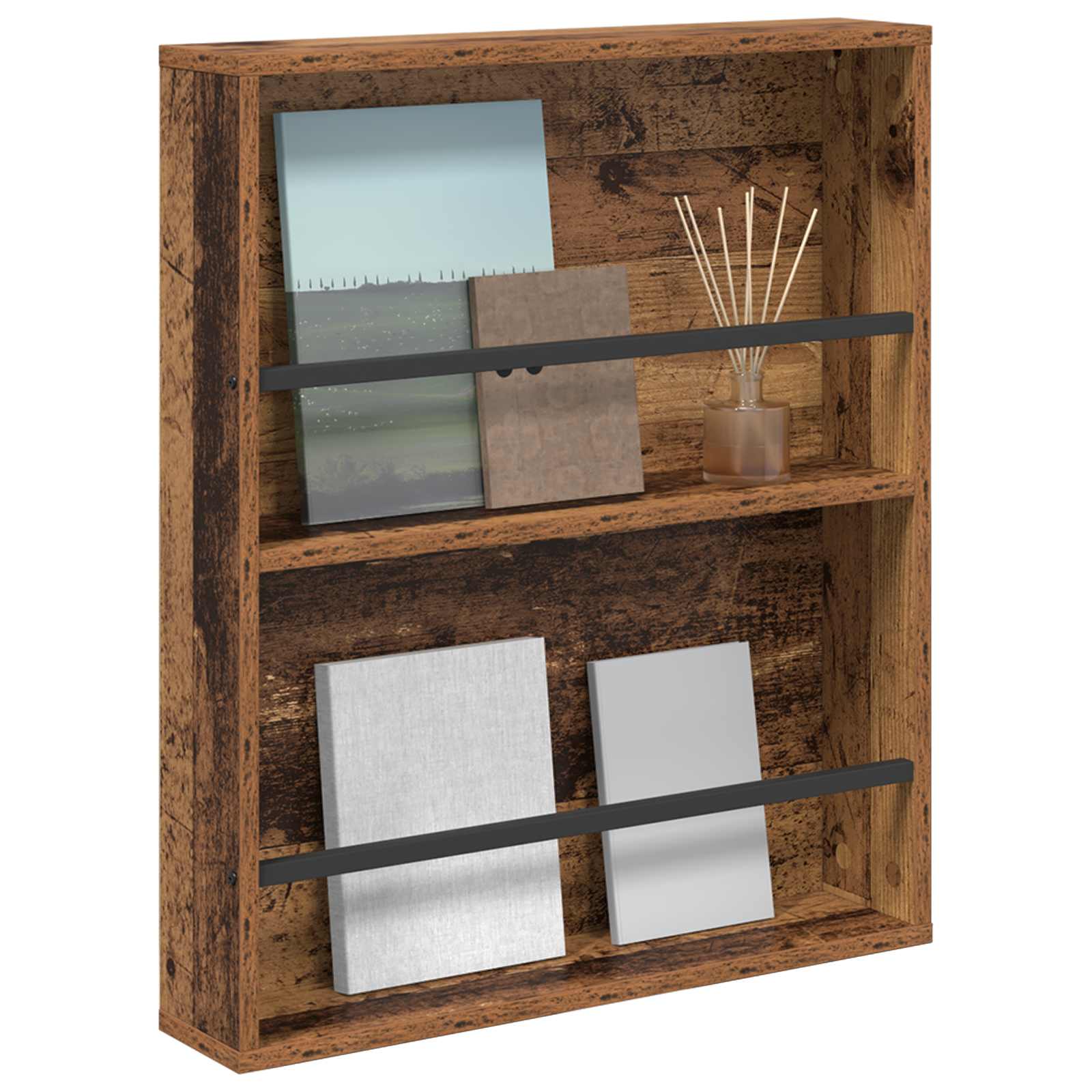 Tijdschrift Rek met plank Oudhout 60 x 12 x 70 cm Bewerkt hout is nu te koop bij PeponiXL, paradijselijk wonen!