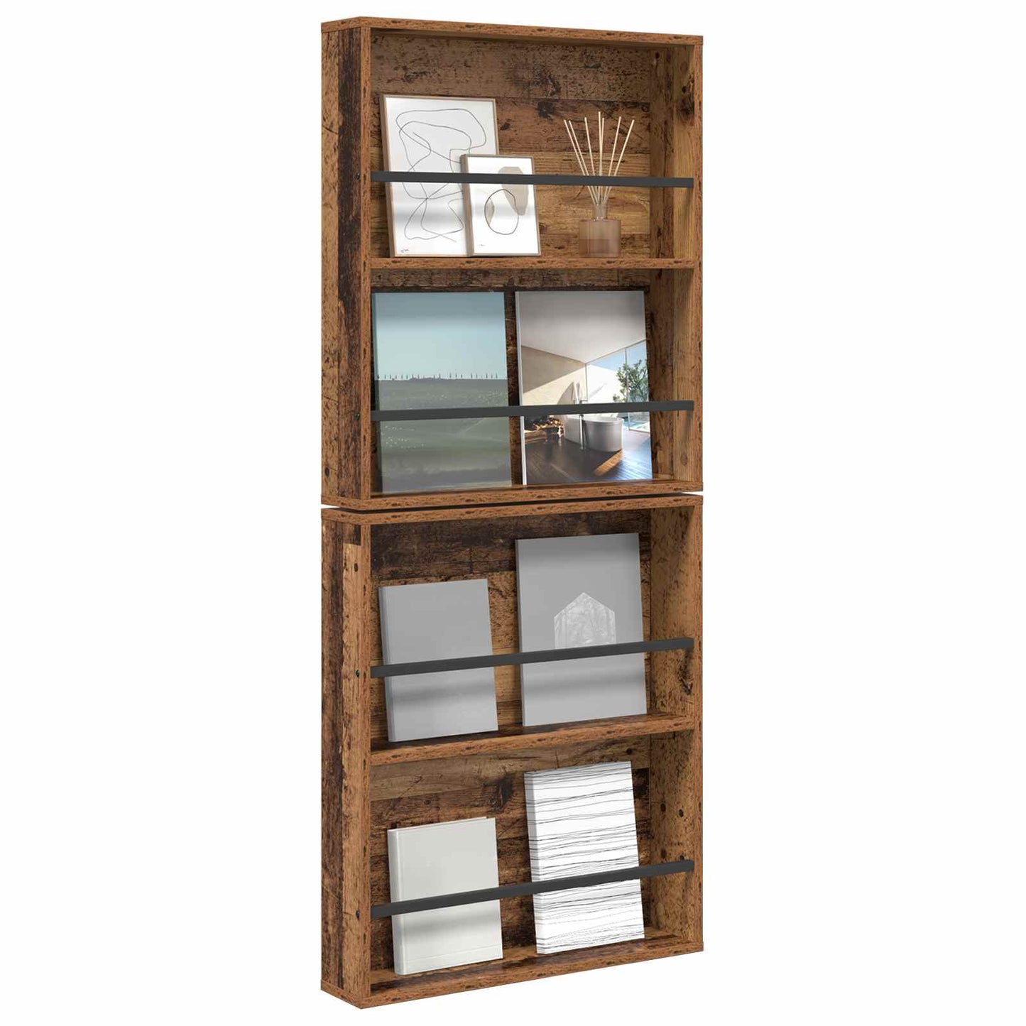 Tijdschrift Rek 2 pcs Oudhout 60 x 12 x 70 cm Bewerkt hout is nu te koop bij PeponiXL, paradijselijk wonen!