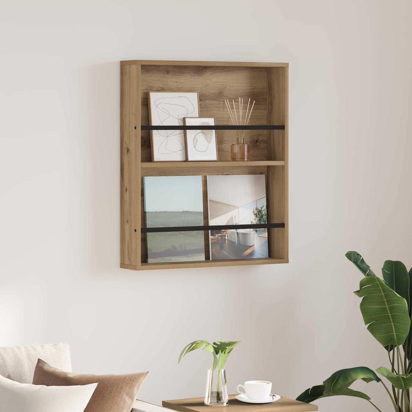 Tijdschrift Rek Artisan Eiken 60 x 12 x 70 cm Bewerkt hout is nu te koop bij PeponiXL, paradijselijk wonen!