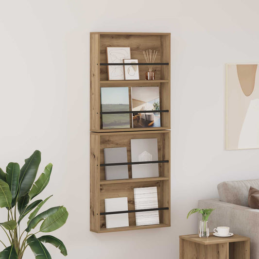Tijdschrift Rek met plank 2 pcs Artisan Eiken 60 x 12 x 70 cm is nu te koop bij PeponiXL, paradijselijk wonen!