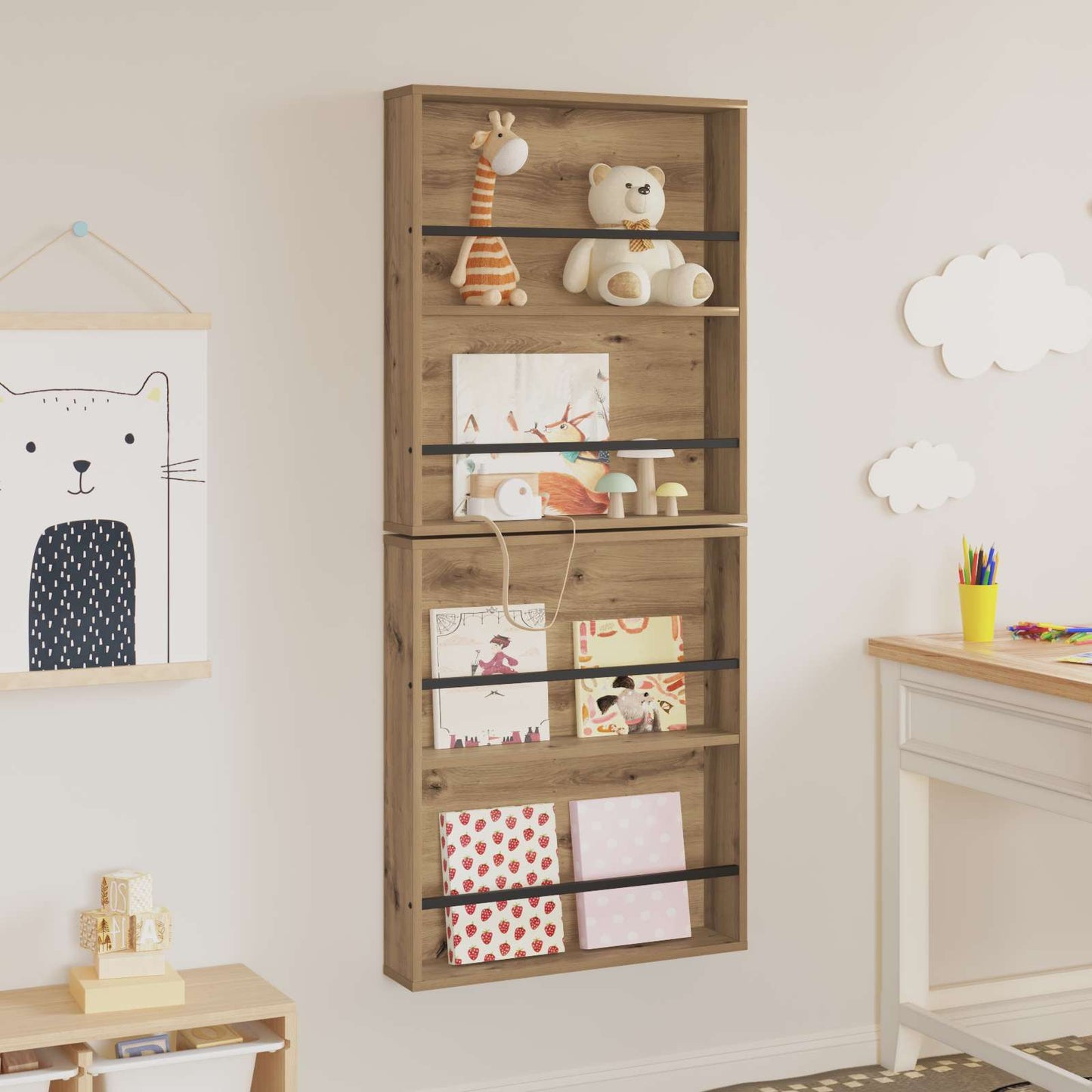 Tijdschrift Rek met plank 2 pcs Artisan Eiken 60 x 12 x 70 cm is nu te koop bij PeponiXL, paradijselijk wonen!