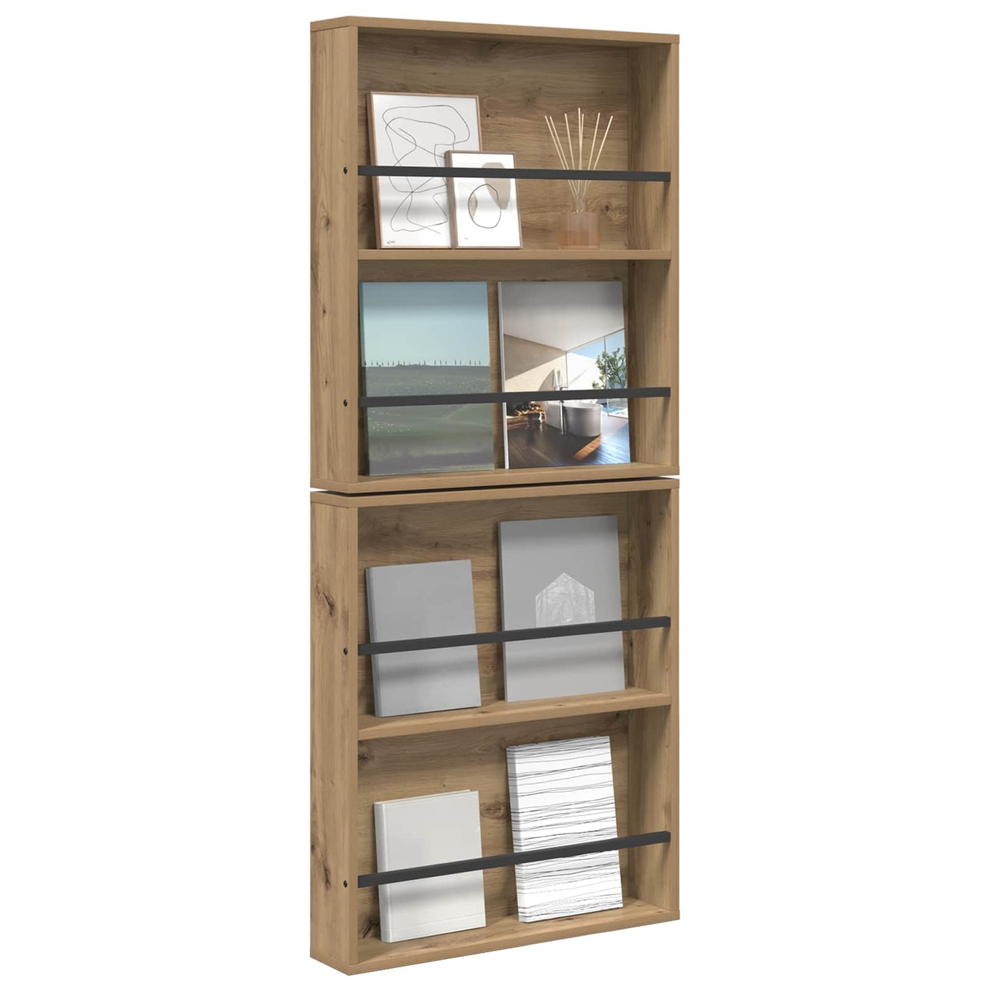 Tijdschrift Rek met plank 2 pcs Artisan Eiken 60 x 12 x 70 cm is nu te koop bij PeponiXL, paradijselijk wonen!