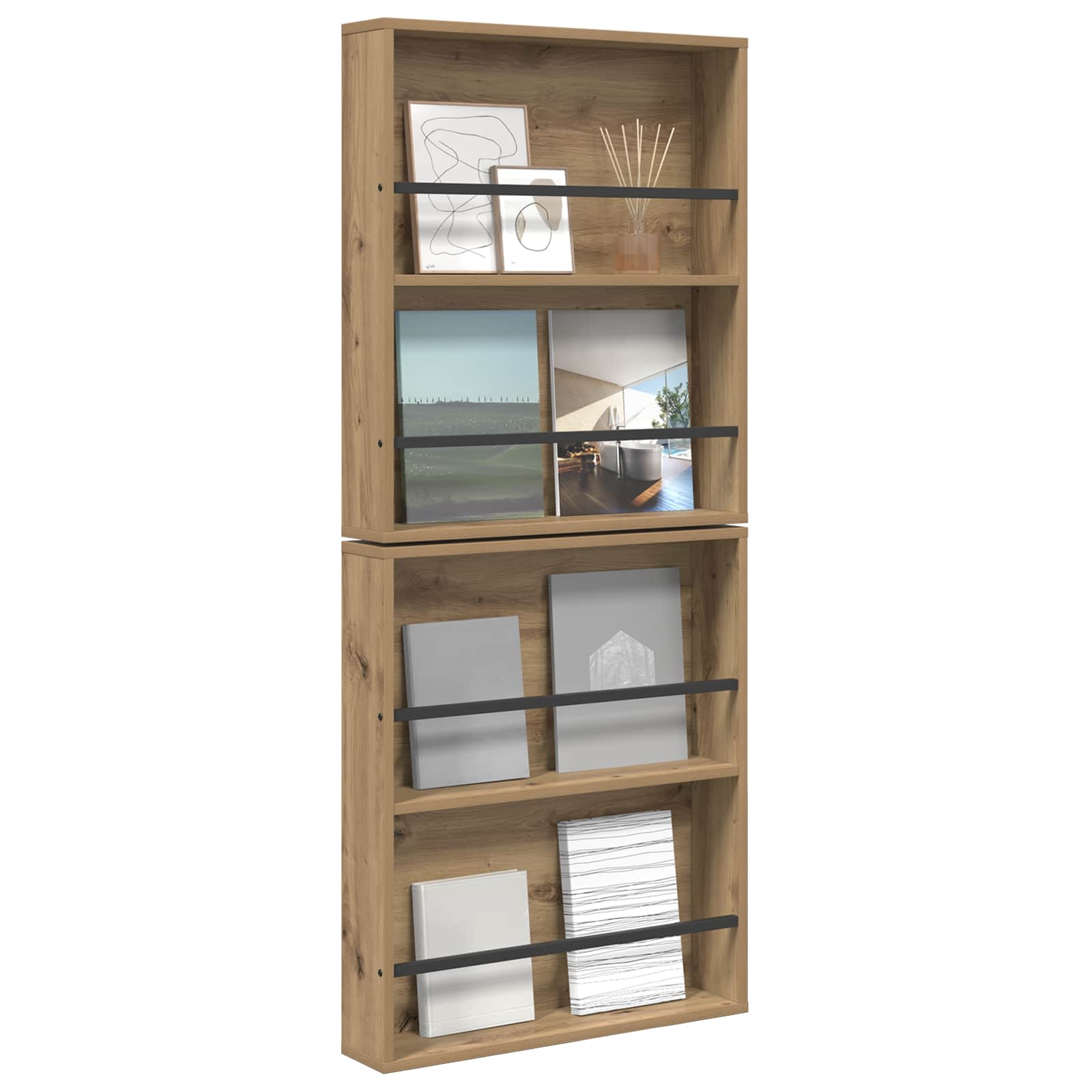 Tijdschrift Rek met plank 2 pcs Artisan Eiken 60 x 12 x 70 cm is nu te koop bij PeponiXL, paradijselijk wonen!
