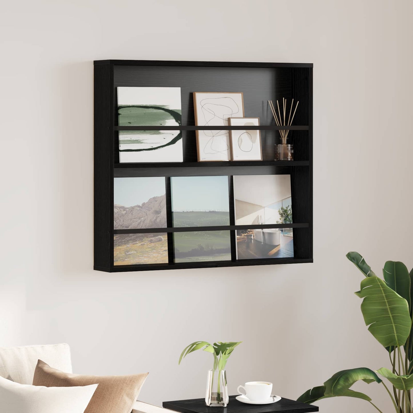 Tijdschrift Rek Zwart Eiken 80 x 12 x 70 cm Bewerkt hout is nu te koop bij PeponiXL, paradijselijk wonen!