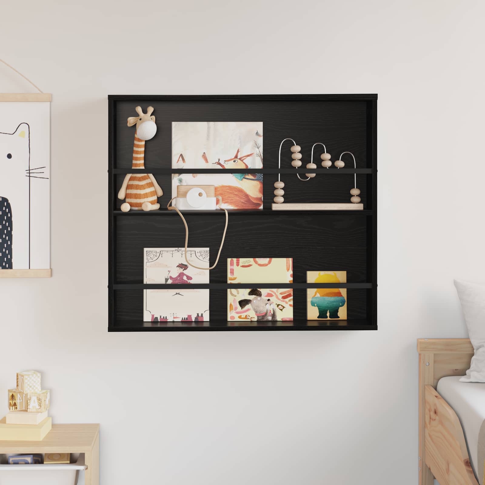 Tijdschrift Rek Zwart Eiken 80 x 12 x 70 cm Bewerkt hout is nu te koop bij PeponiXL, paradijselijk wonen!