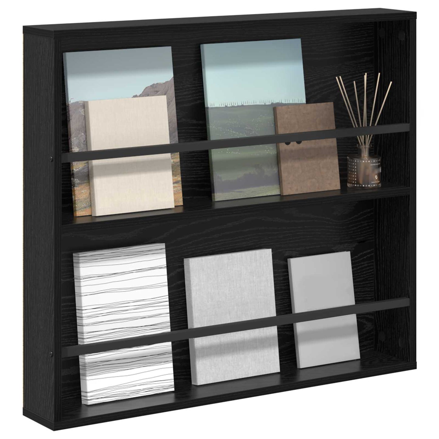 Tijdschrift Rek Zwart Eiken 80 x 12 x 70 cm Bewerkt hout is nu te koop bij PeponiXL, paradijselijk wonen!