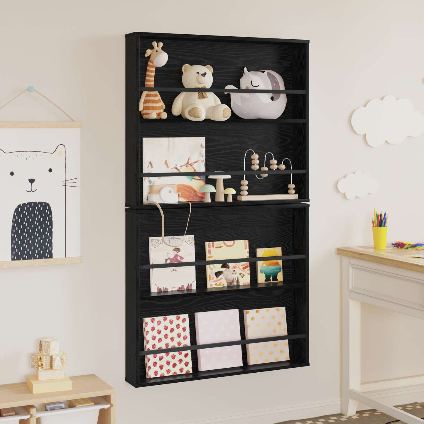 Tijdschrift Rek 2 pcs Zwart Eiken 80 x 12 x 70 cm Bewerkt hout is nu te koop bij PeponiXL, paradijselijk wonen!