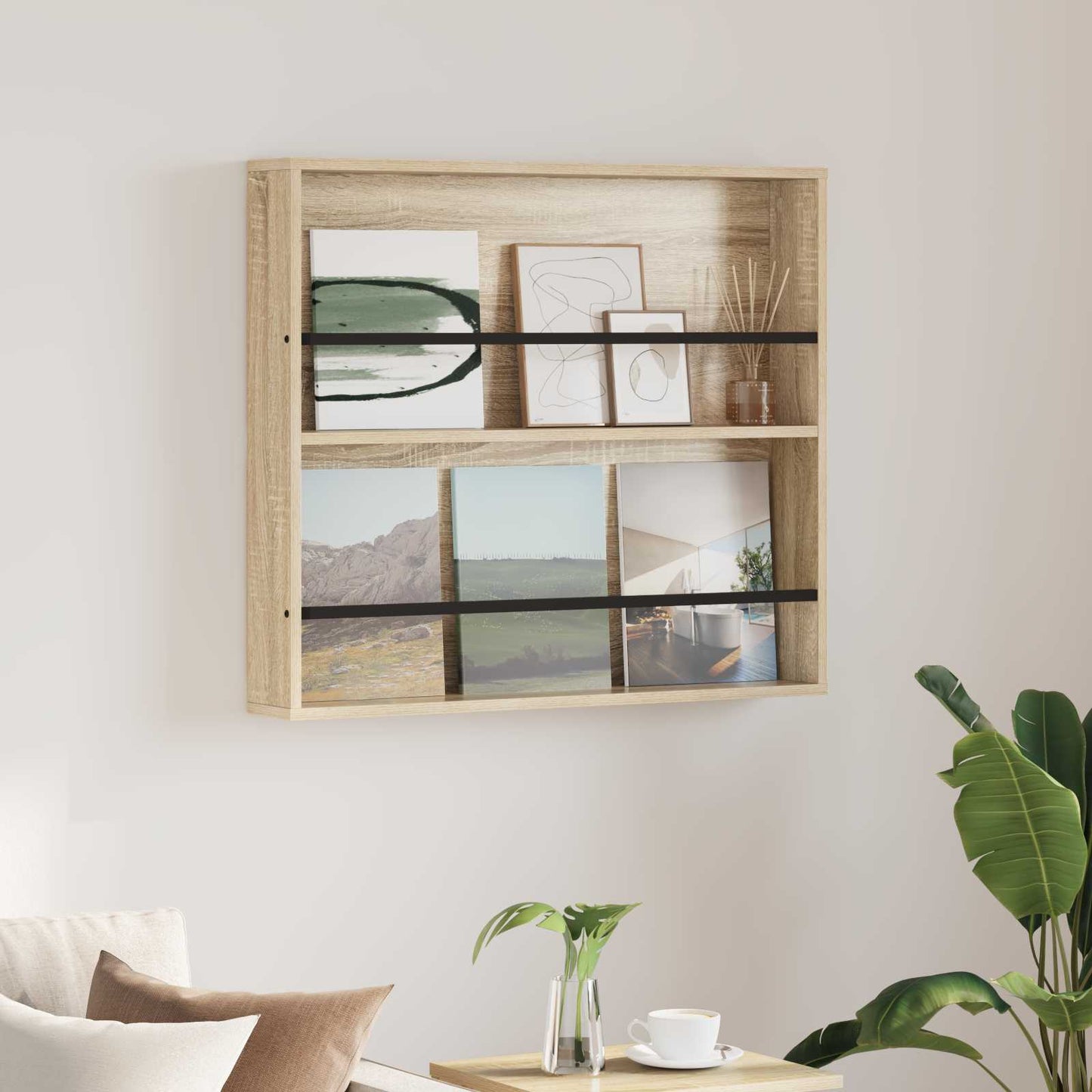 Tijdschrift Rek Sonoma Eiken 80 x 12 x 70 cm Bewerkt hout is nu te koop bij PeponiXL, paradijselijk wonen!