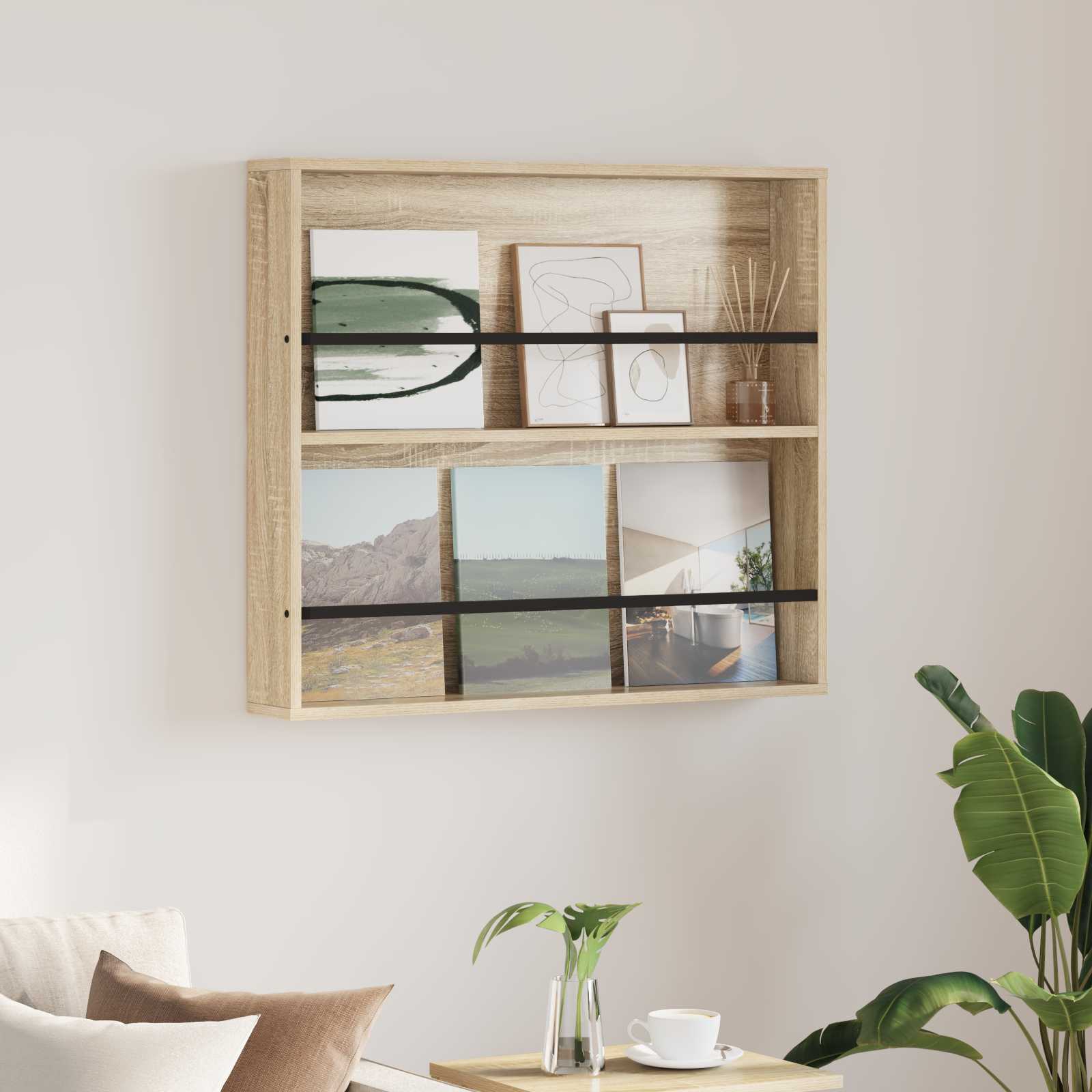 Tijdschrift Rek Sonoma Eiken 80 x 12 x 70 cm Bewerkt hout is nu te koop bij PeponiXL, paradijselijk wonen!