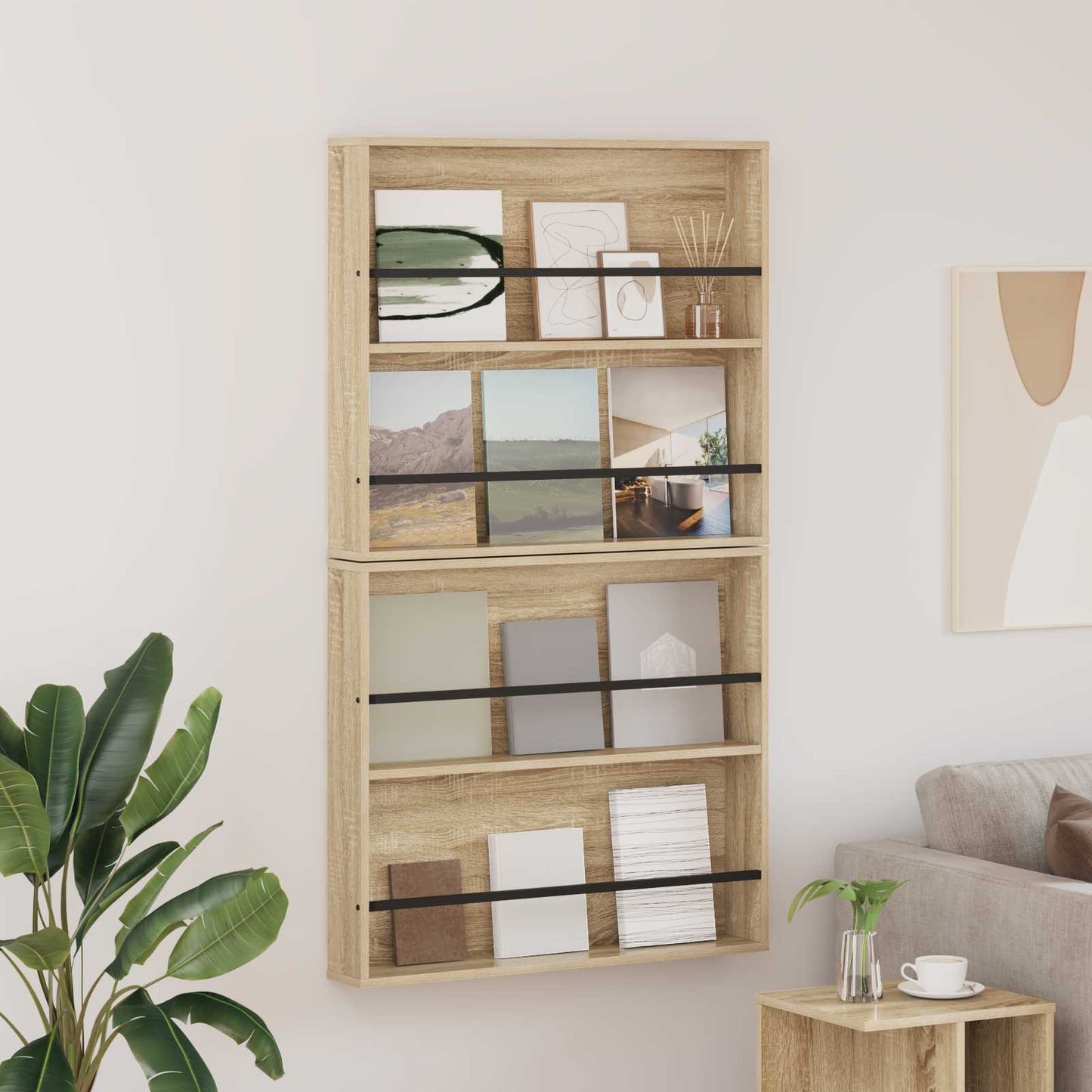 Tijdschrift Rek 2 pcs Sonoma Eiken 80 x 12 x 70 cm Bewerkt hout is nu te koop bij PeponiXL, paradijselijk wonen!