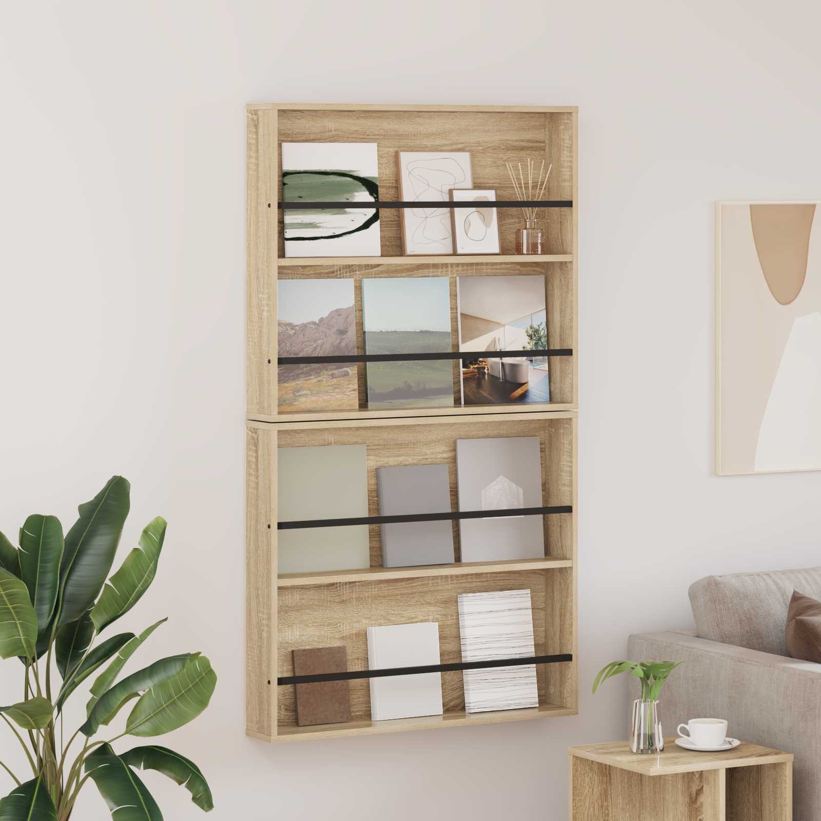 Tijdschrift Rek 2 pcs Sonoma Eiken 80 x 12 x 70 cm Bewerkt hout is nu te koop bij PeponiXL, paradijselijk wonen!