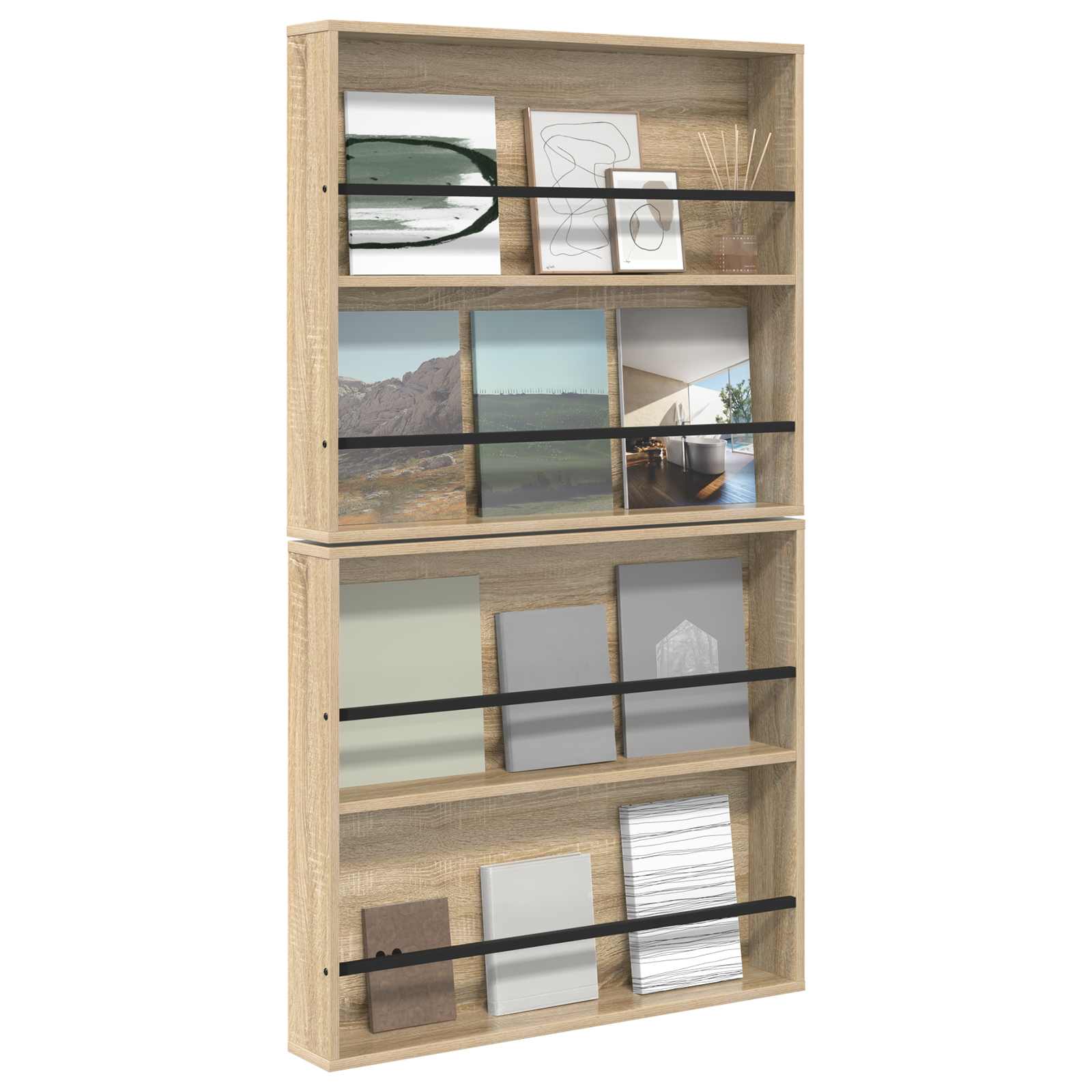 Tijdschrift Rek 2 pcs Sonoma Eiken 80 x 12 x 70 cm Bewerkt hout is nu te koop bij PeponiXL, paradijselijk wonen!
