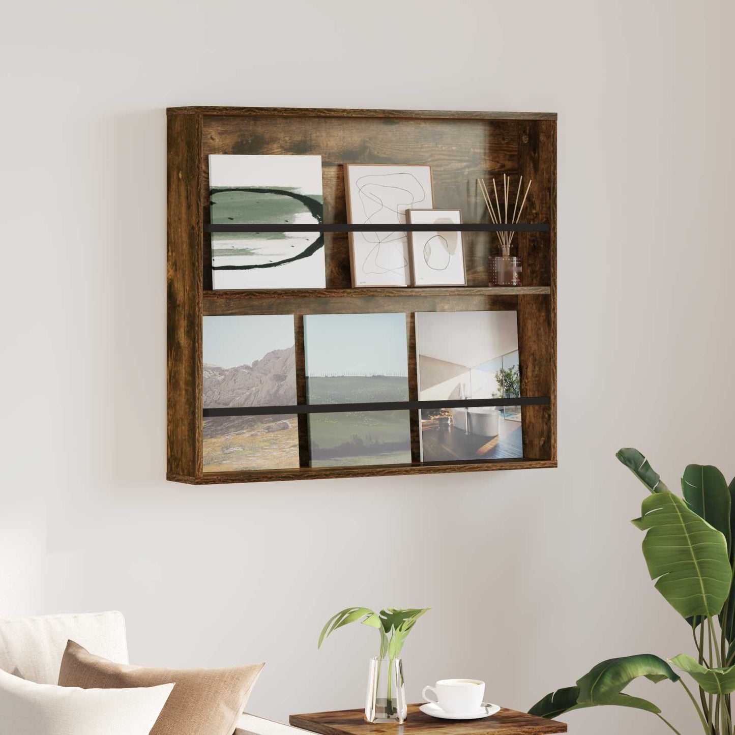 Tijdschrift Rek Gerookt eiken 80 x 12 x 70 cm Bewerkt hout is nu te koop bij PeponiXL, paradijselijk wonen!