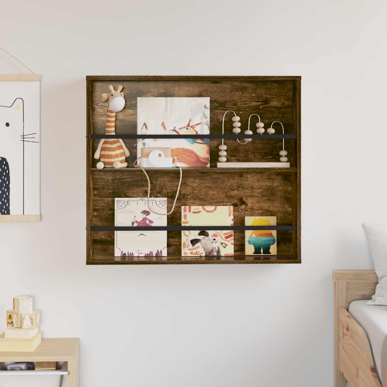 Tijdschrift Rek Gerookt eiken 80 x 12 x 70 cm Bewerkt hout is nu te koop bij PeponiXL, paradijselijk wonen!