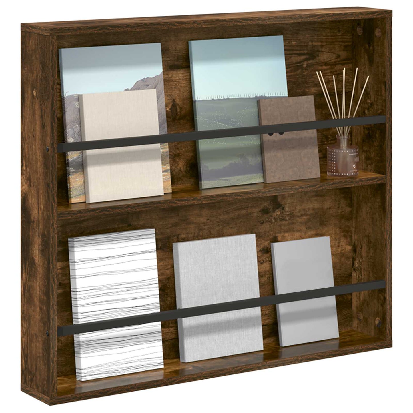 Tijdschrift Rek Gerookt eiken 80 x 12 x 70 cm Bewerkt hout is nu te koop bij PeponiXL, paradijselijk wonen!