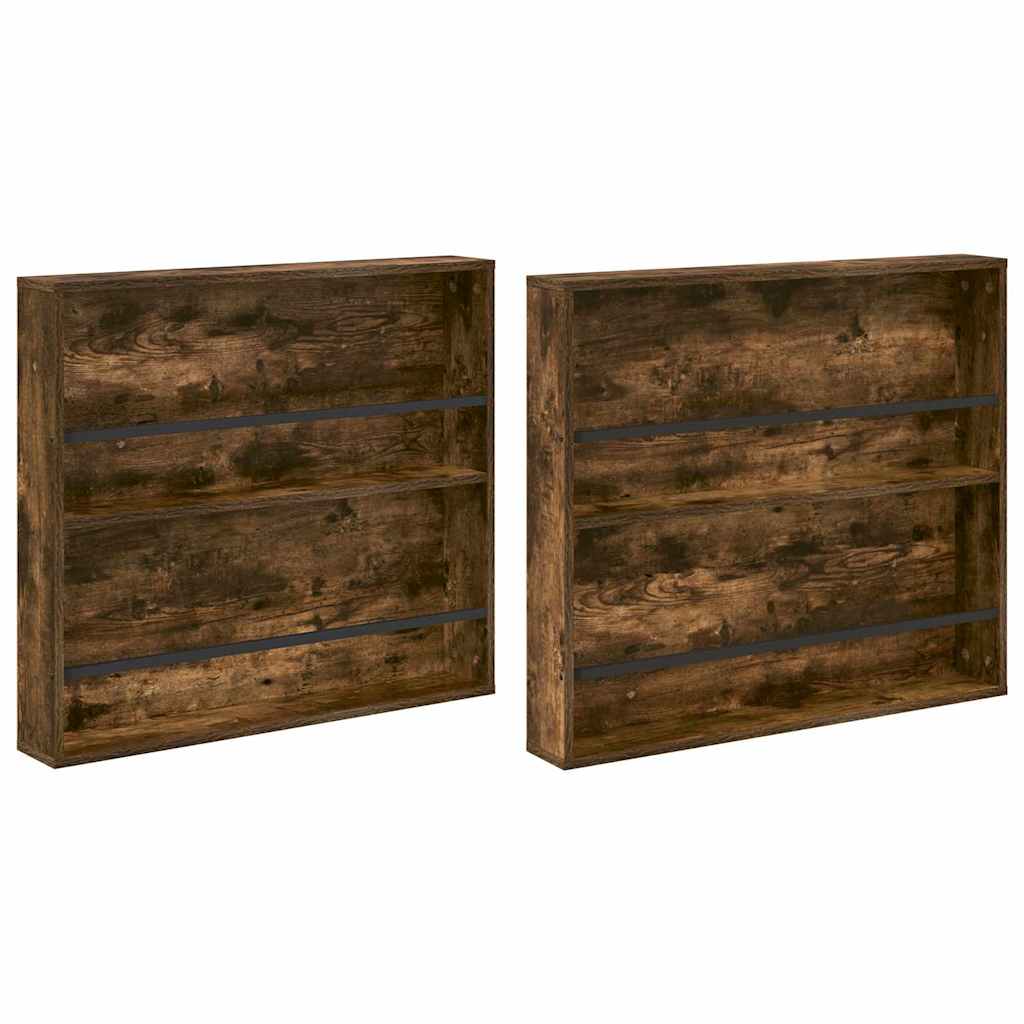 Tijdschrift Rek met plank 2 pcs Gerookt eiken 80 x 12 x 70 cm is nu te koop bij PeponiXL, paradijselijk wonen!