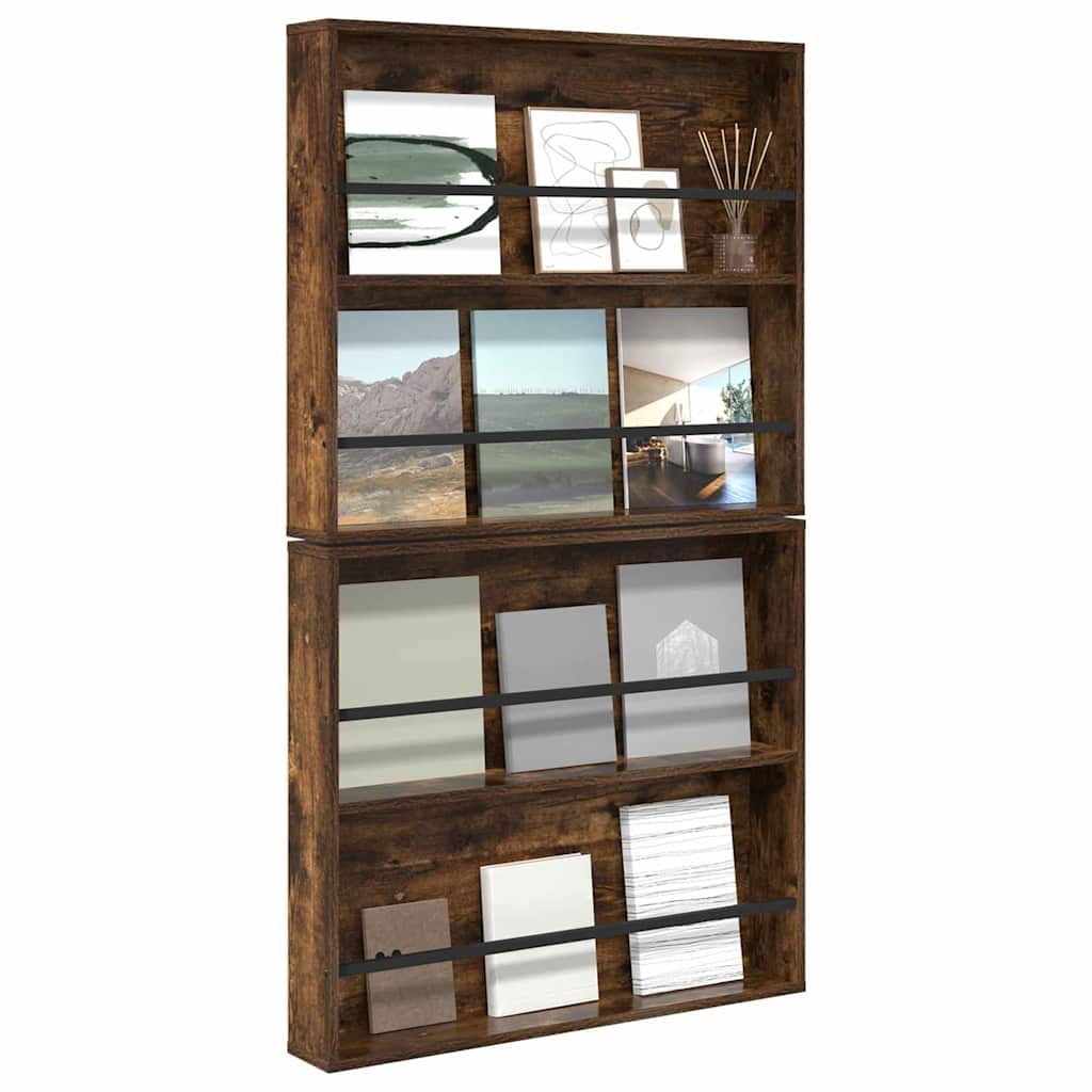 Tijdschrift Rek met plank 2 pcs Gerookt eiken 80 x 12 x 70 cm is nu te koop bij PeponiXL, paradijselijk wonen!