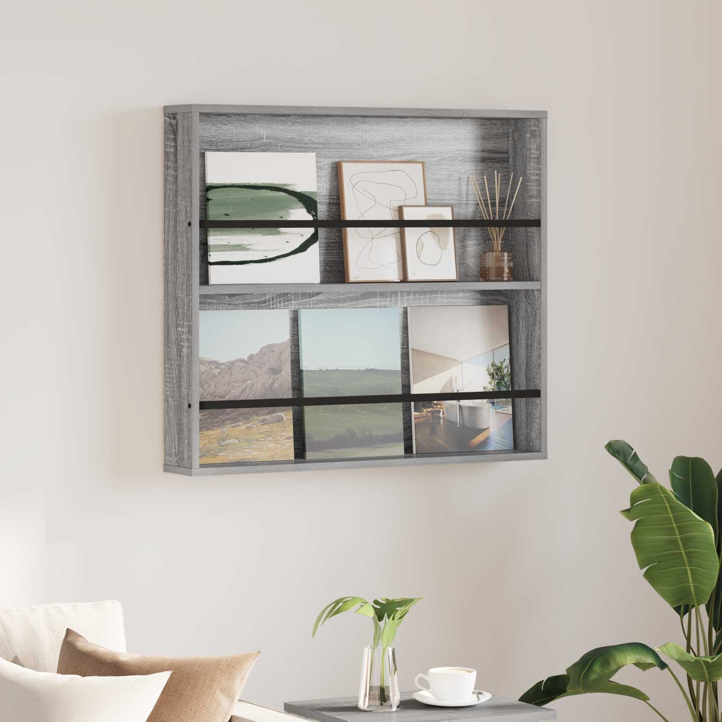 Tijdschrift Rek Grijs Sonoma 80 x 12 x 70 cm Bewerkt hout is nu te koop bij PeponiXL, paradijselijk wonen!