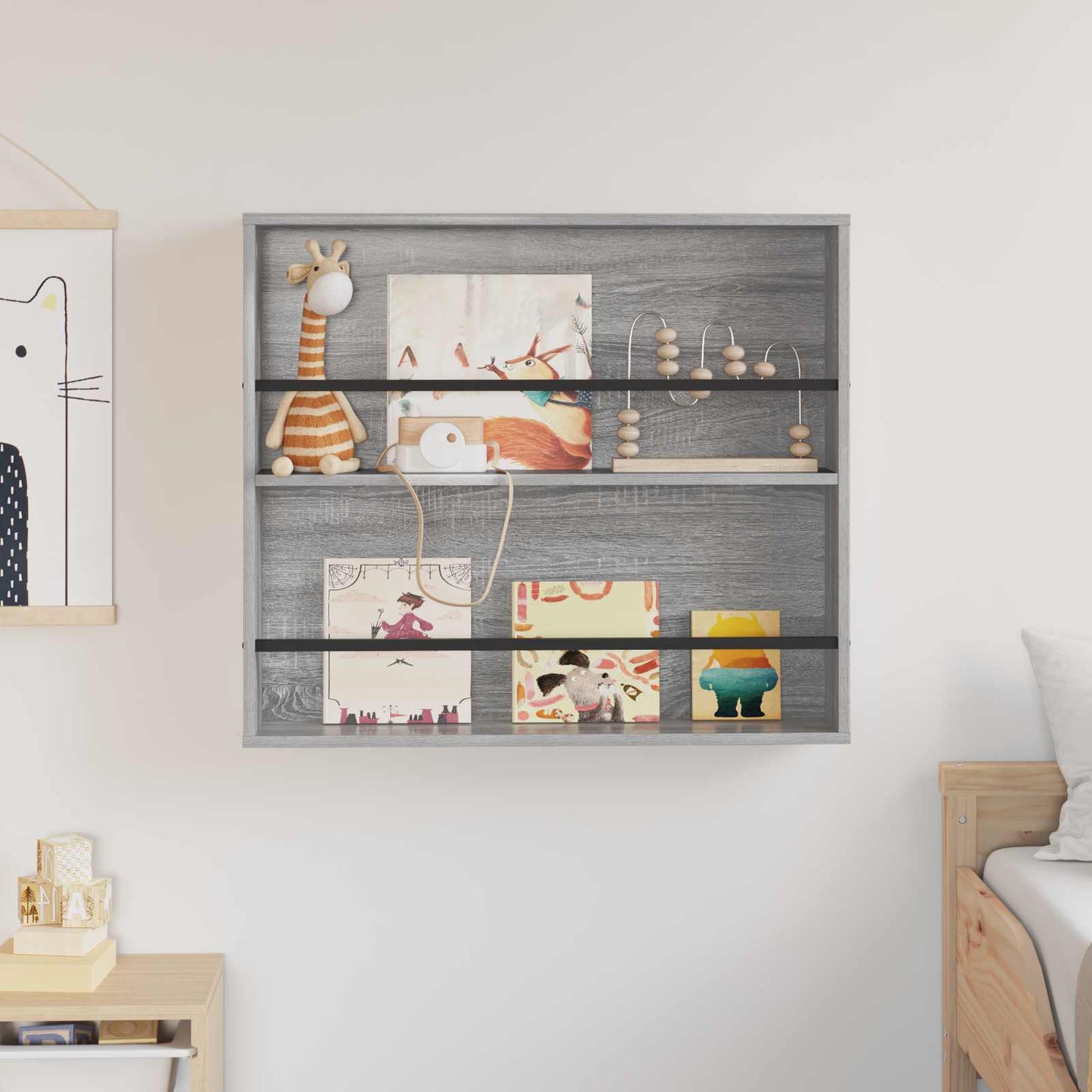Tijdschrift Rek Grijs Sonoma 80 x 12 x 70 cm Bewerkt hout is nu te koop bij PeponiXL, paradijselijk wonen!