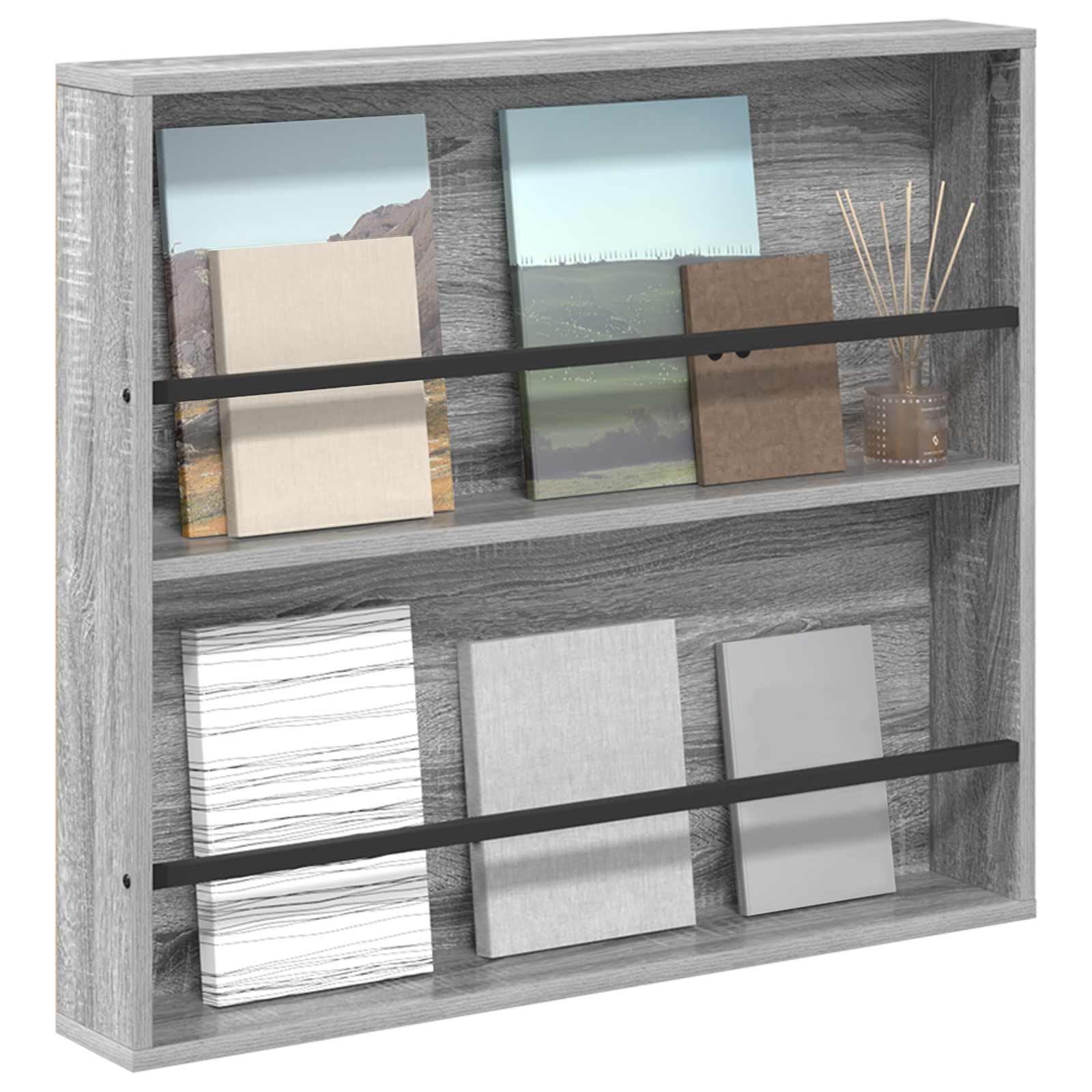 Tijdschrift Rek Grijs Sonoma 80 x 12 x 70 cm Bewerkt hout is nu te koop bij PeponiXL, paradijselijk wonen!