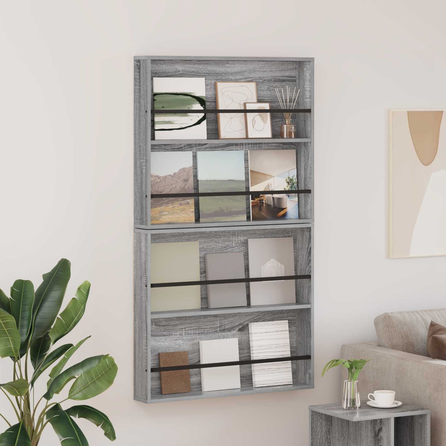 Tijdschrift Rek 2 pcs Grijs Sonoma 80 x 12 x 70 cm Bewerkt hout is nu te koop bij PeponiXL, paradijselijk wonen!